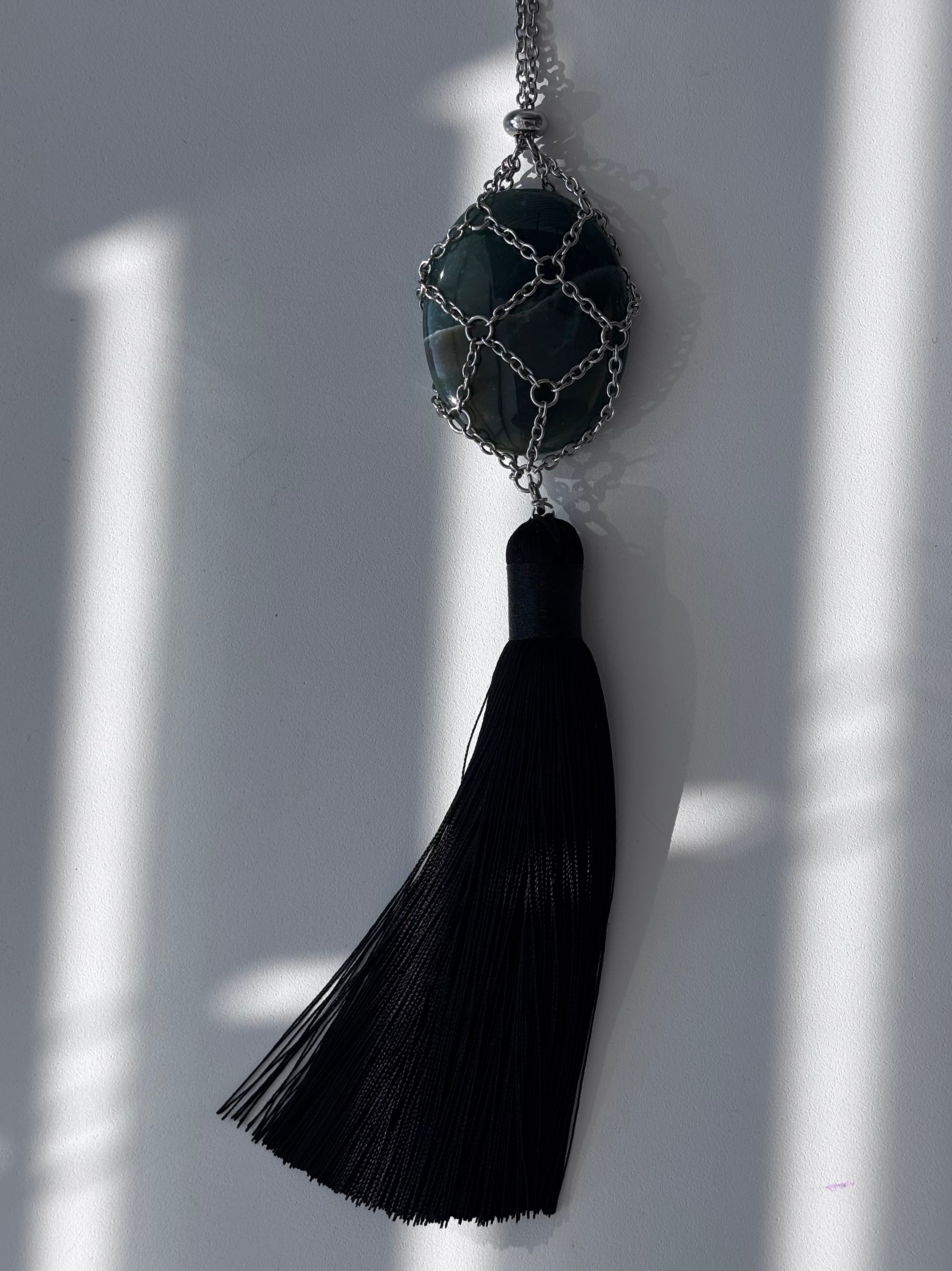 Mesh Net Long Tassel Necklace