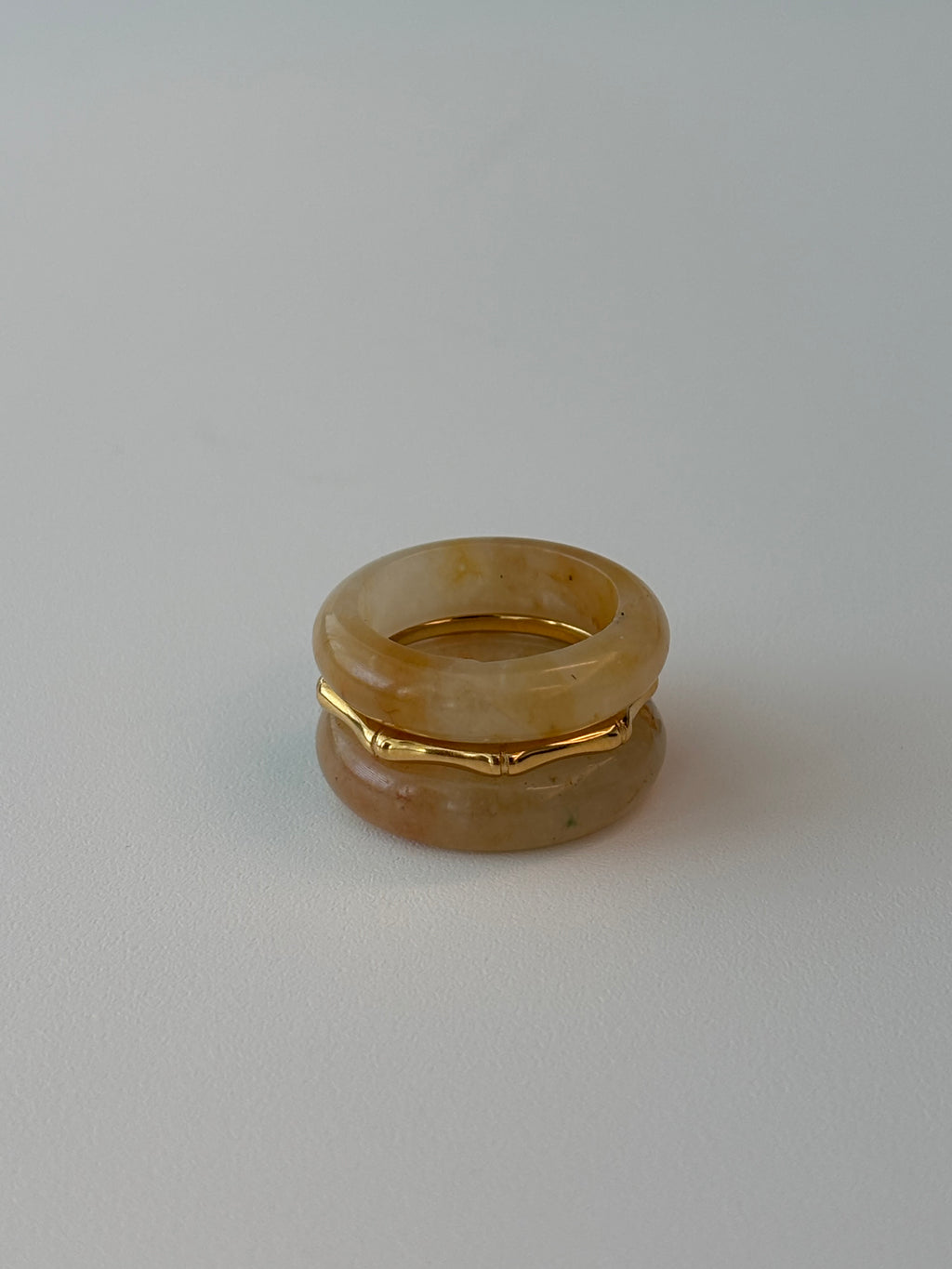 Stone Trilogy Stack Yellow Jade Ring Set Of 3 Rings