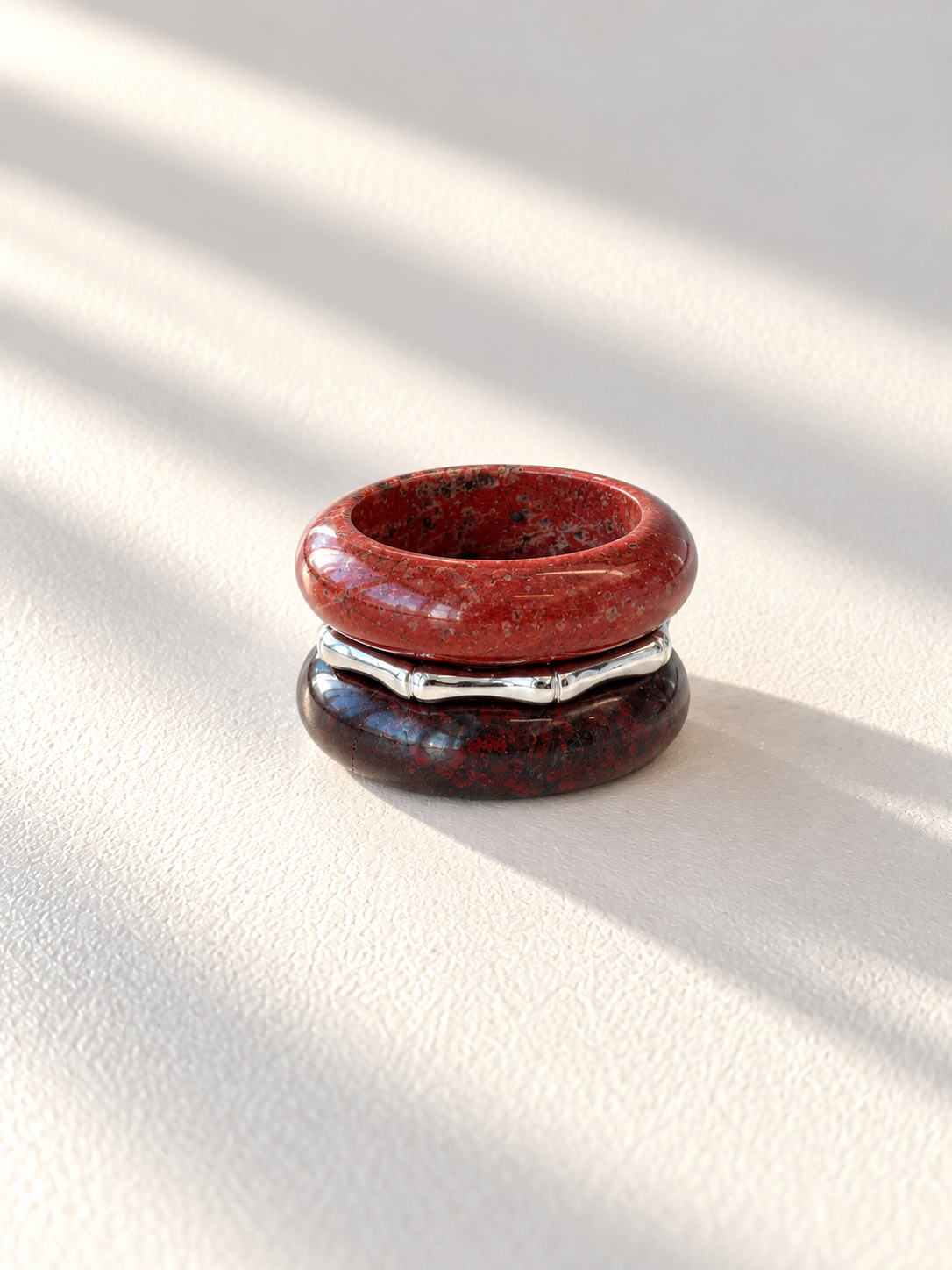 Stone Trilogy Stack Agate Ring Set Of 3 Rings