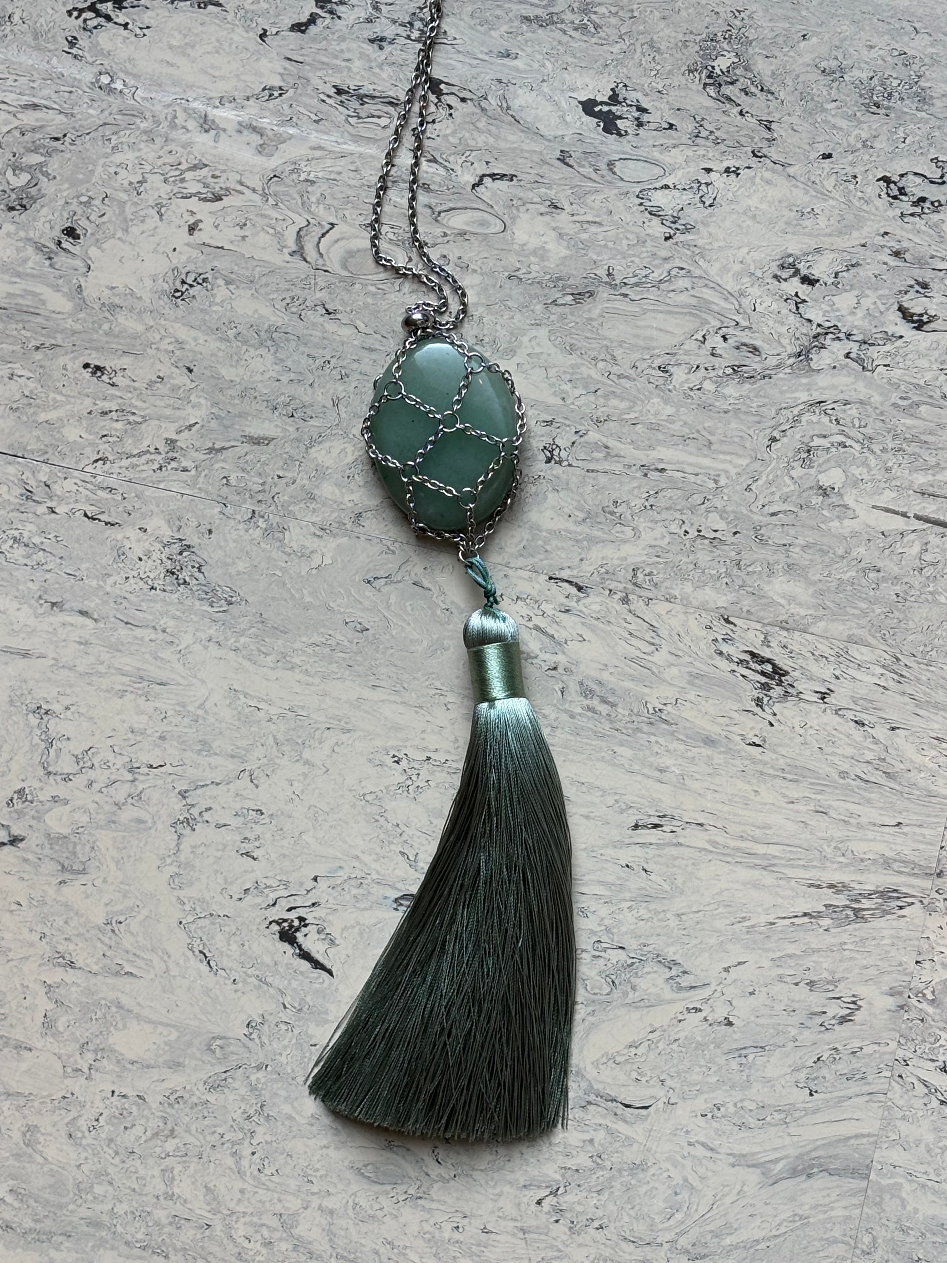 Mesh Net Long Tassel Necklace