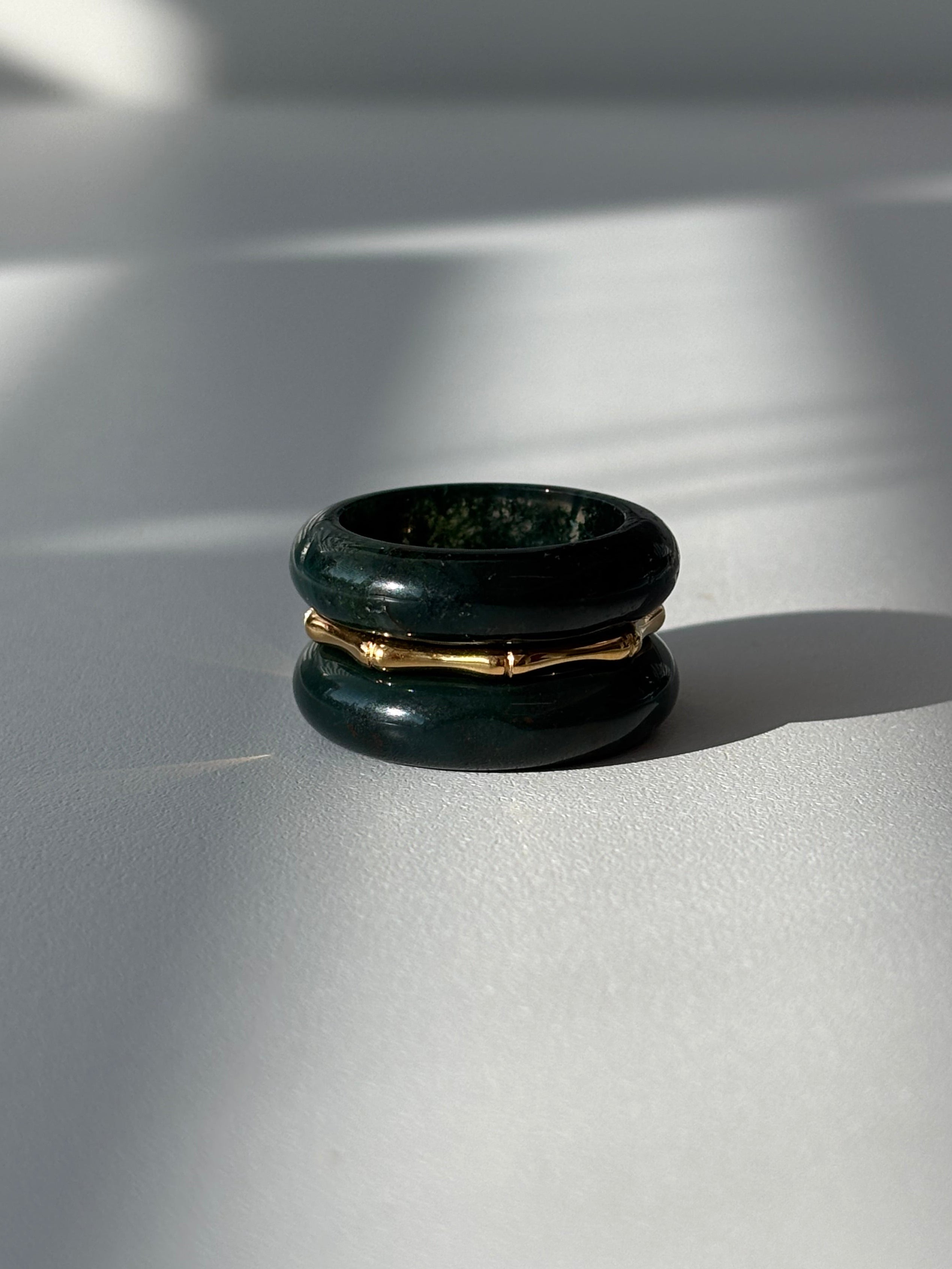 Stone Trilogy Stack Moss Agate Ring Set Of 3 Rings