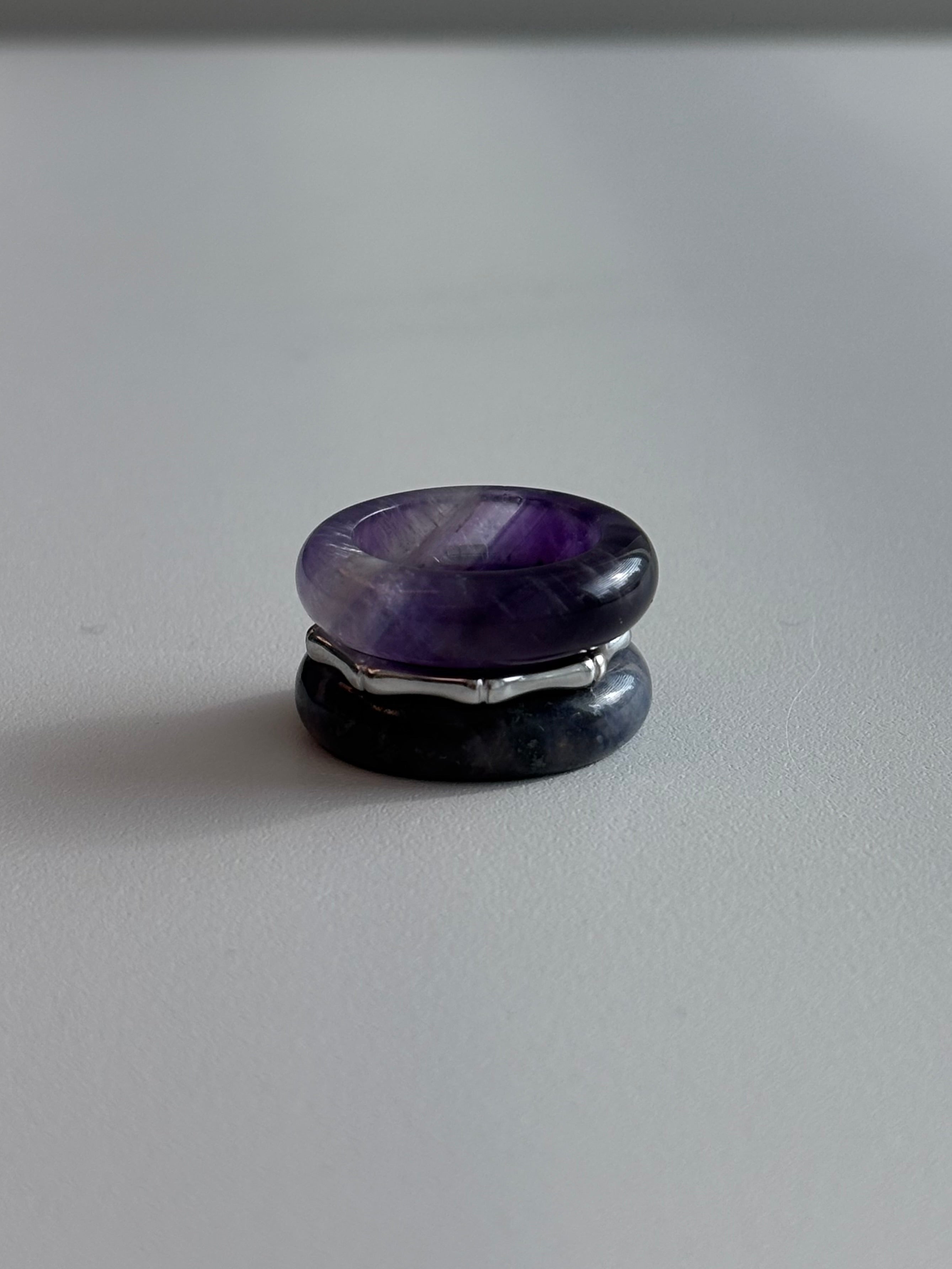 Stone Trilogy Stack Sodalite Amethyst Ring Set Of 3 rings