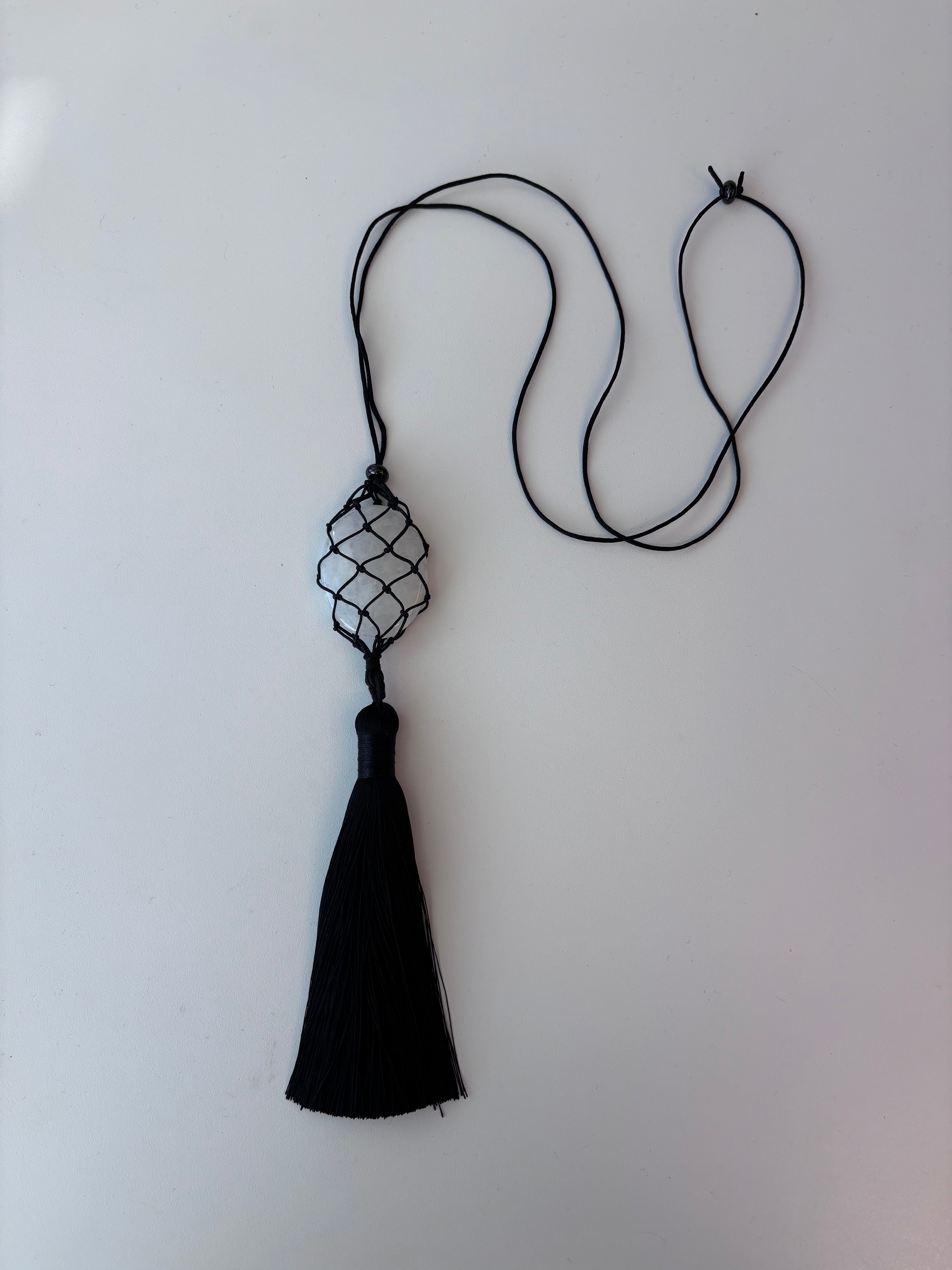 Bean Design Tassel Necklace of Natural Stone