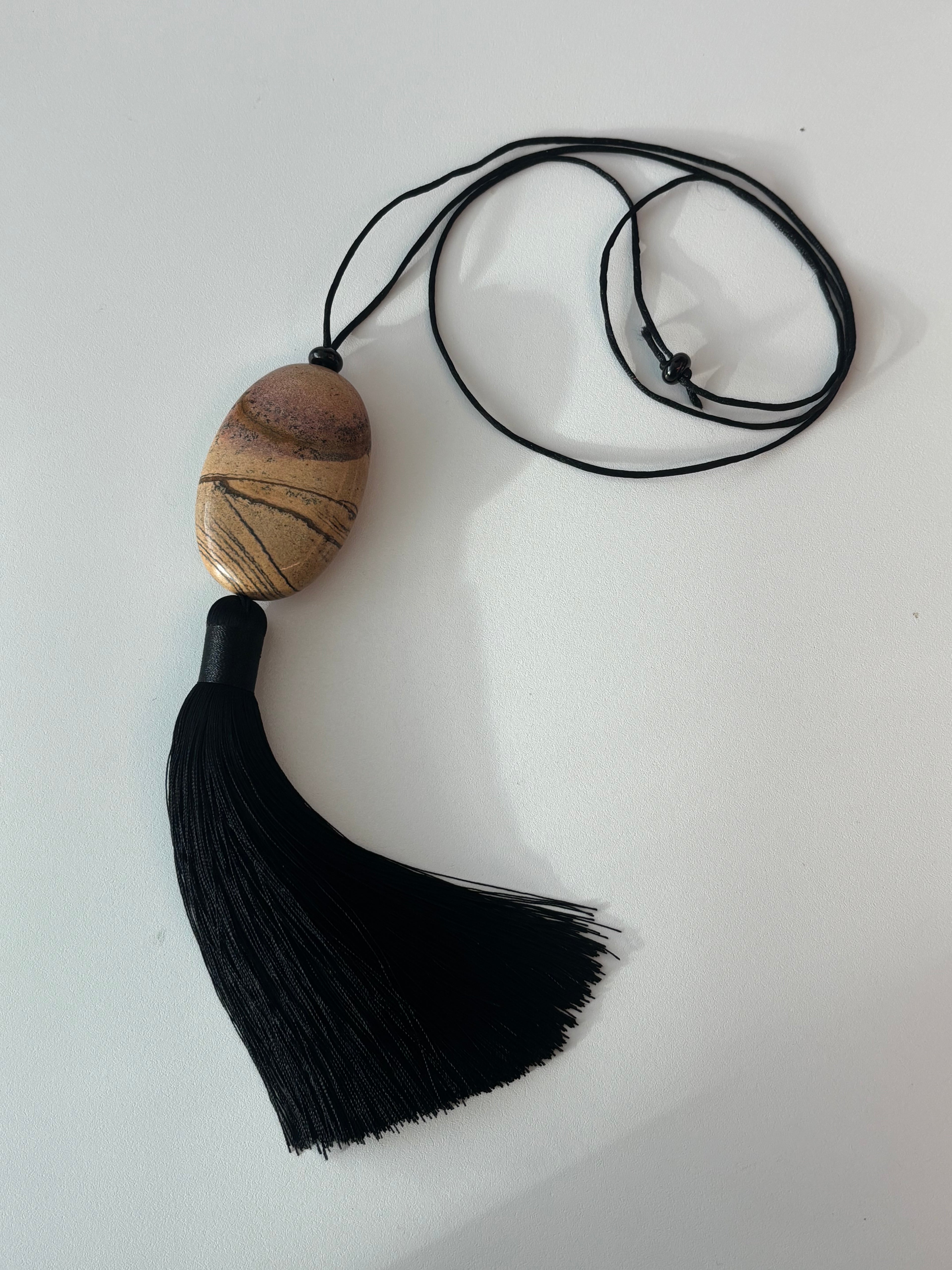 Large Bean Design Long Tassel Necklace