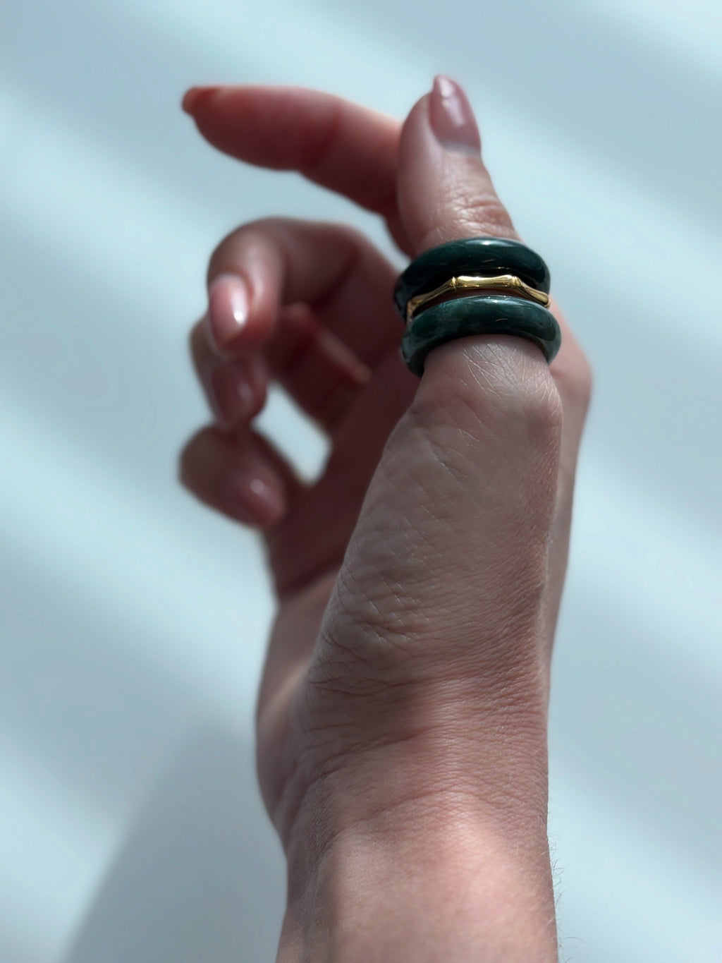 Stone Trilogy Stack Moss Agate Ring Set Of 3 Rings