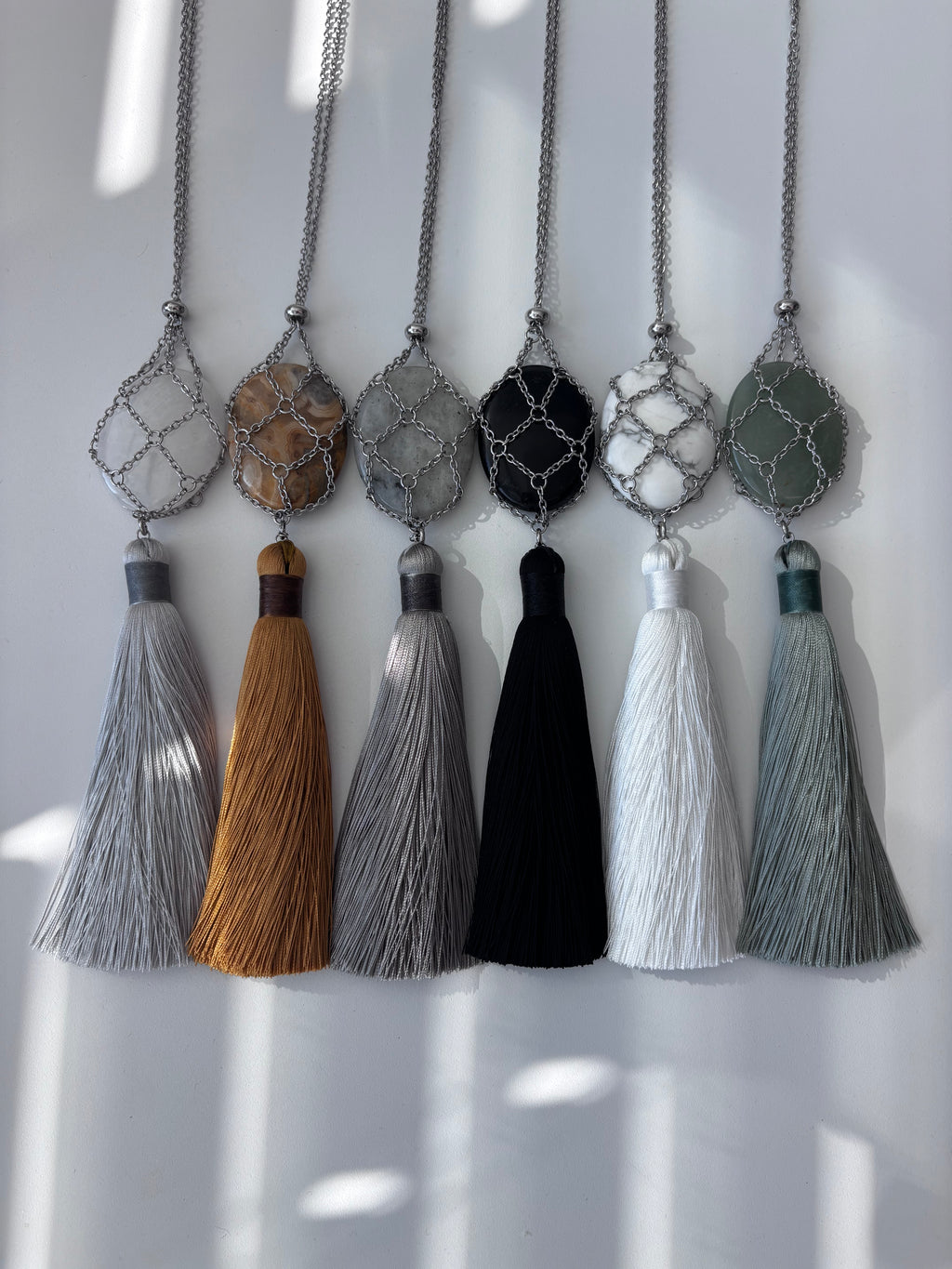Mesh Net Long Tassel Necklace