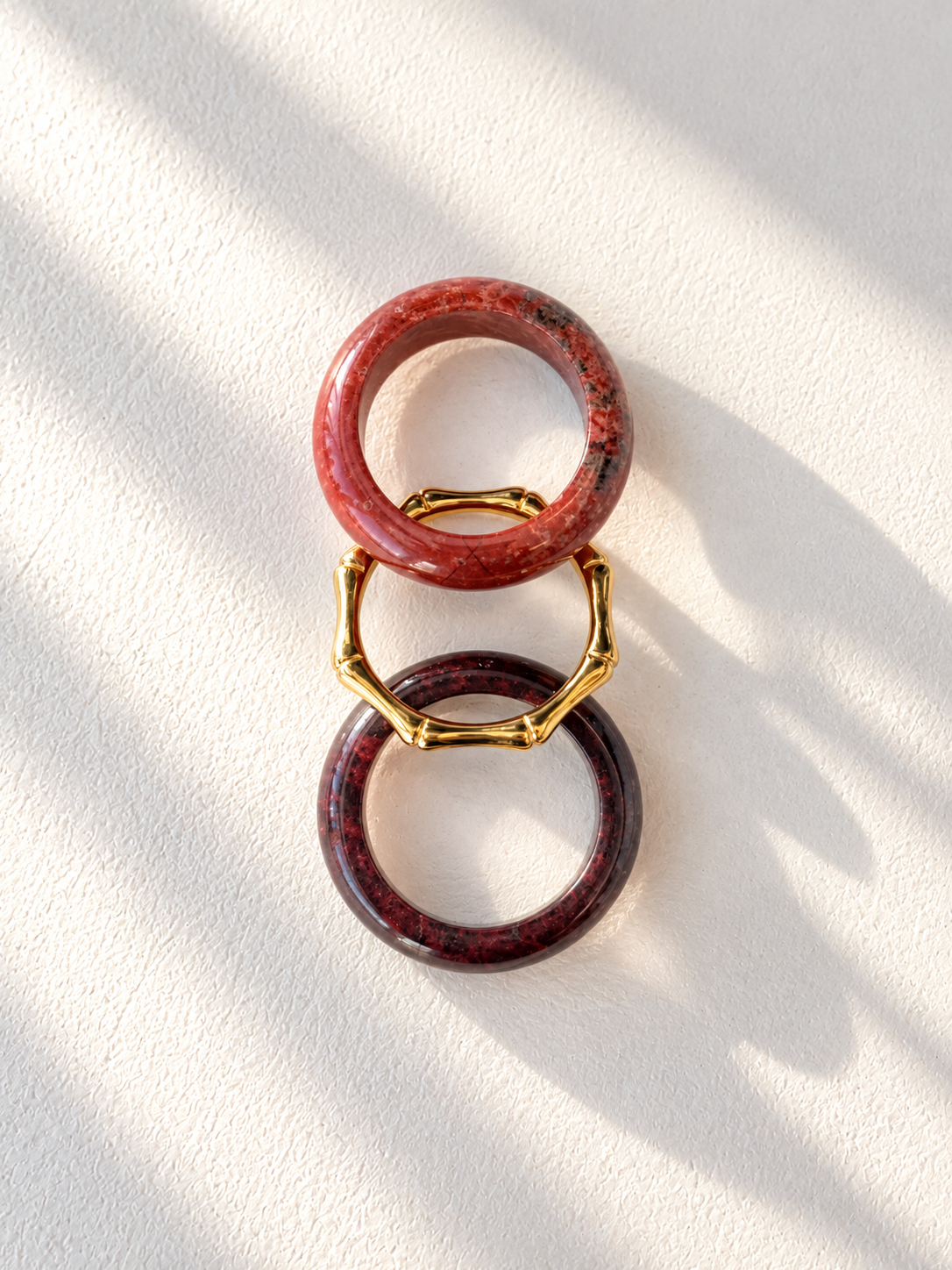 Stone Trilogy Stack Agate Ring Set Of 3 Rings