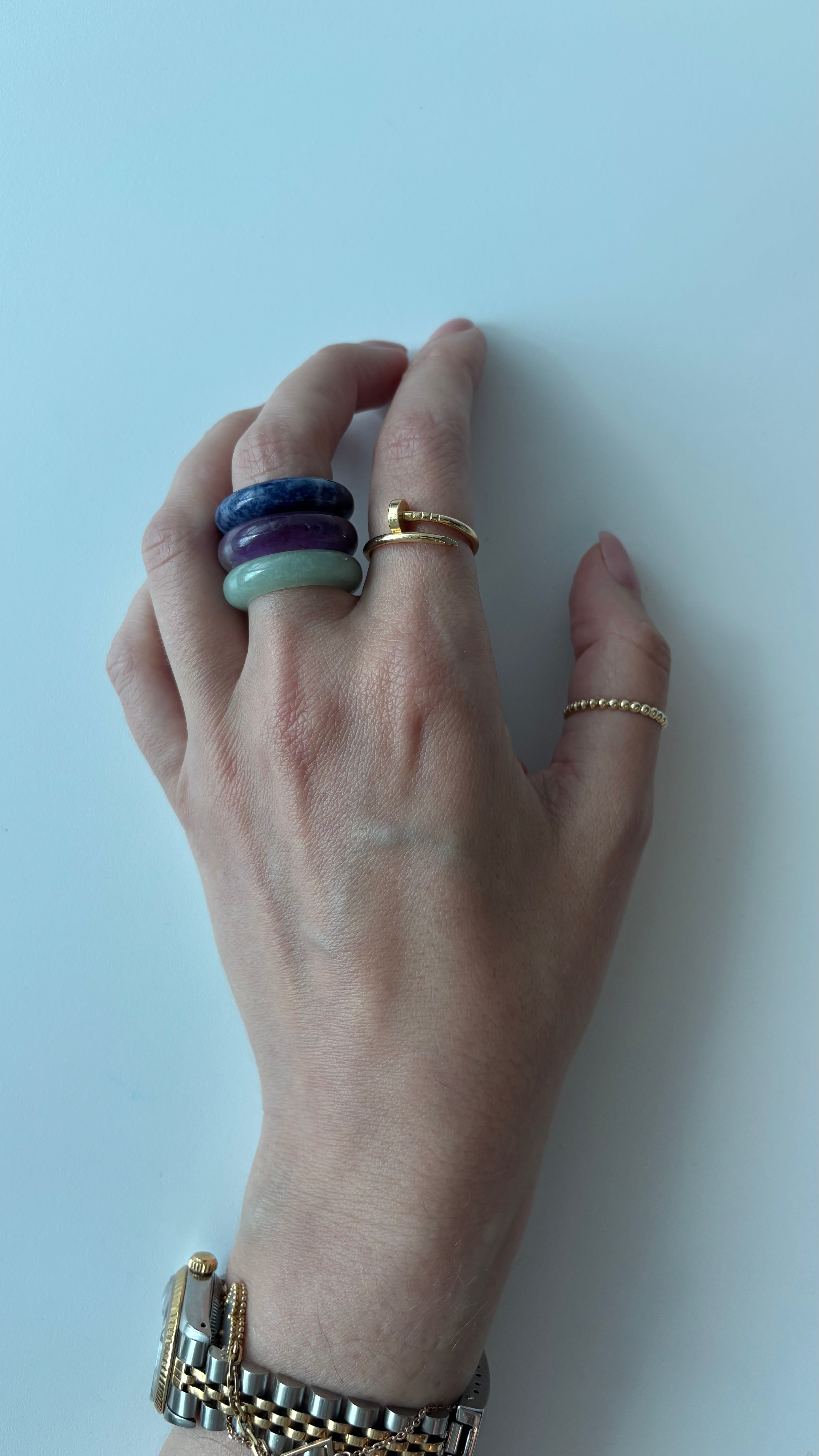 Stone Trilogy Stack Sodalite Amethyst Aventurine Ring Set Of 3 Rings