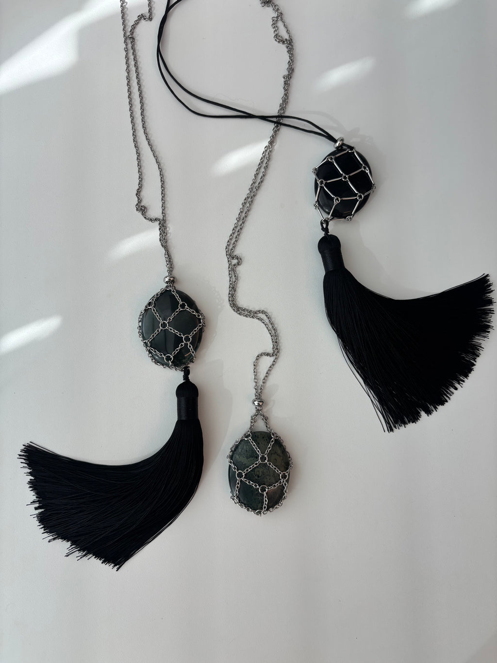 Mesh Net Long Tassel Necklace