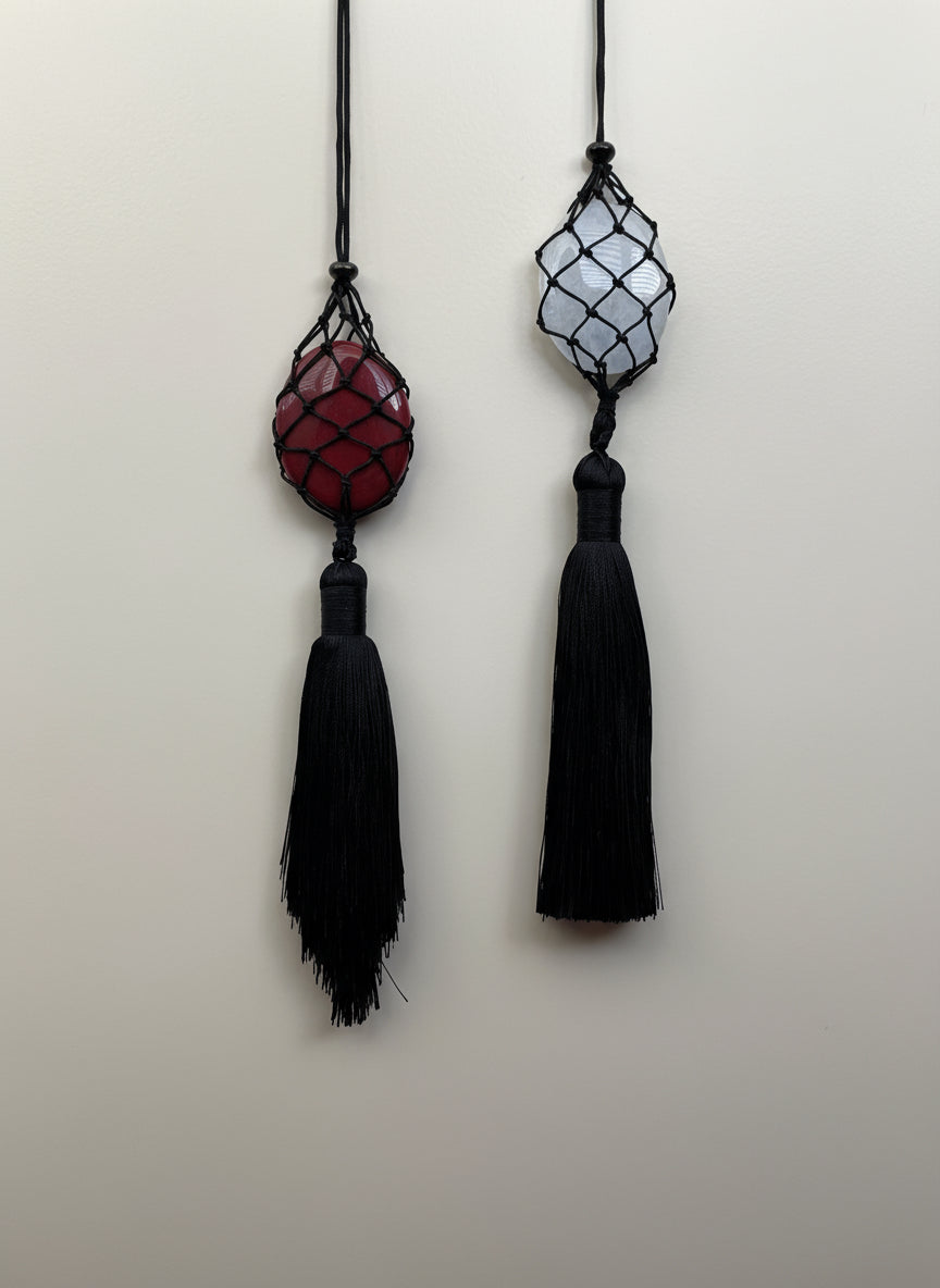 Bean Design Tassel Necklace of Natural Stone