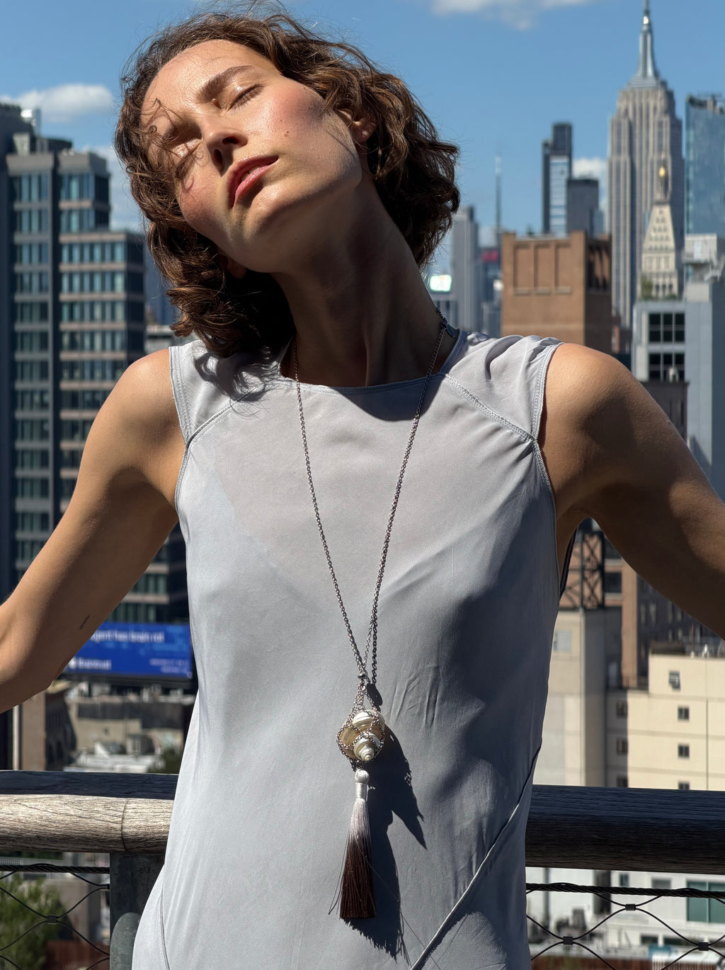 Shell Mesh Net Tassel Necklace