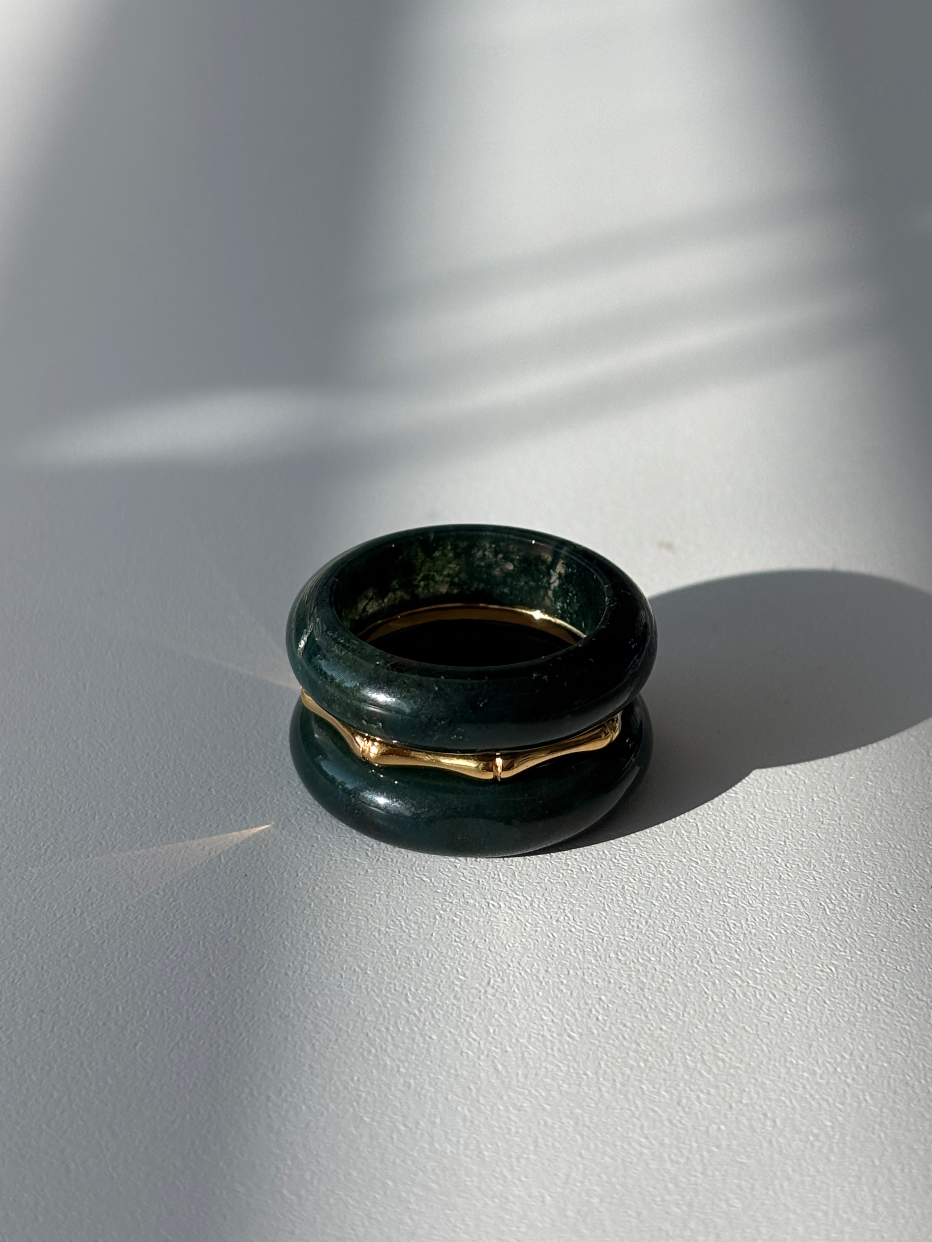 Stone Trilogy Stack Moss Agate Ring Set Of 3 Rings