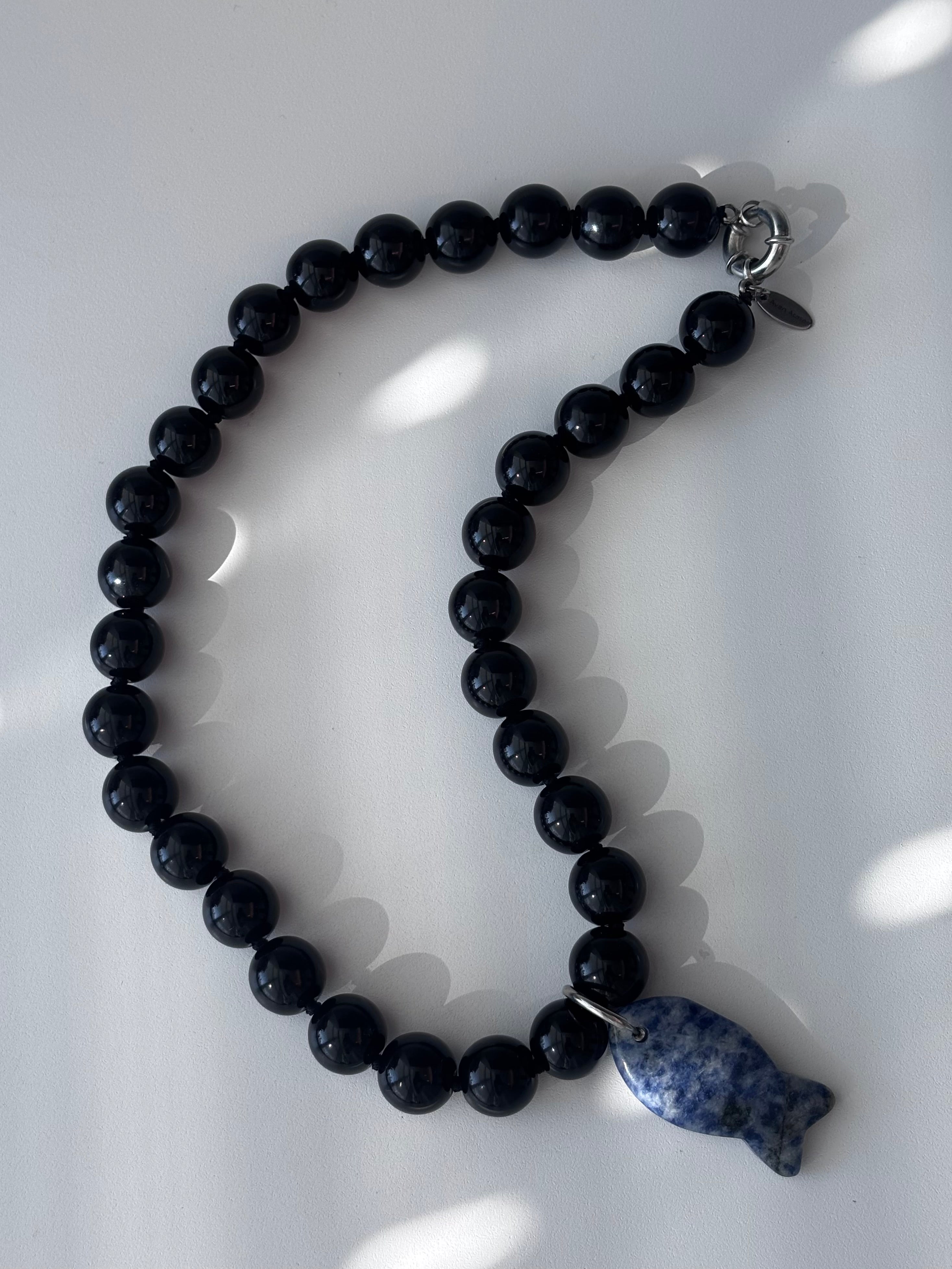 Black Agate Bead Necklace