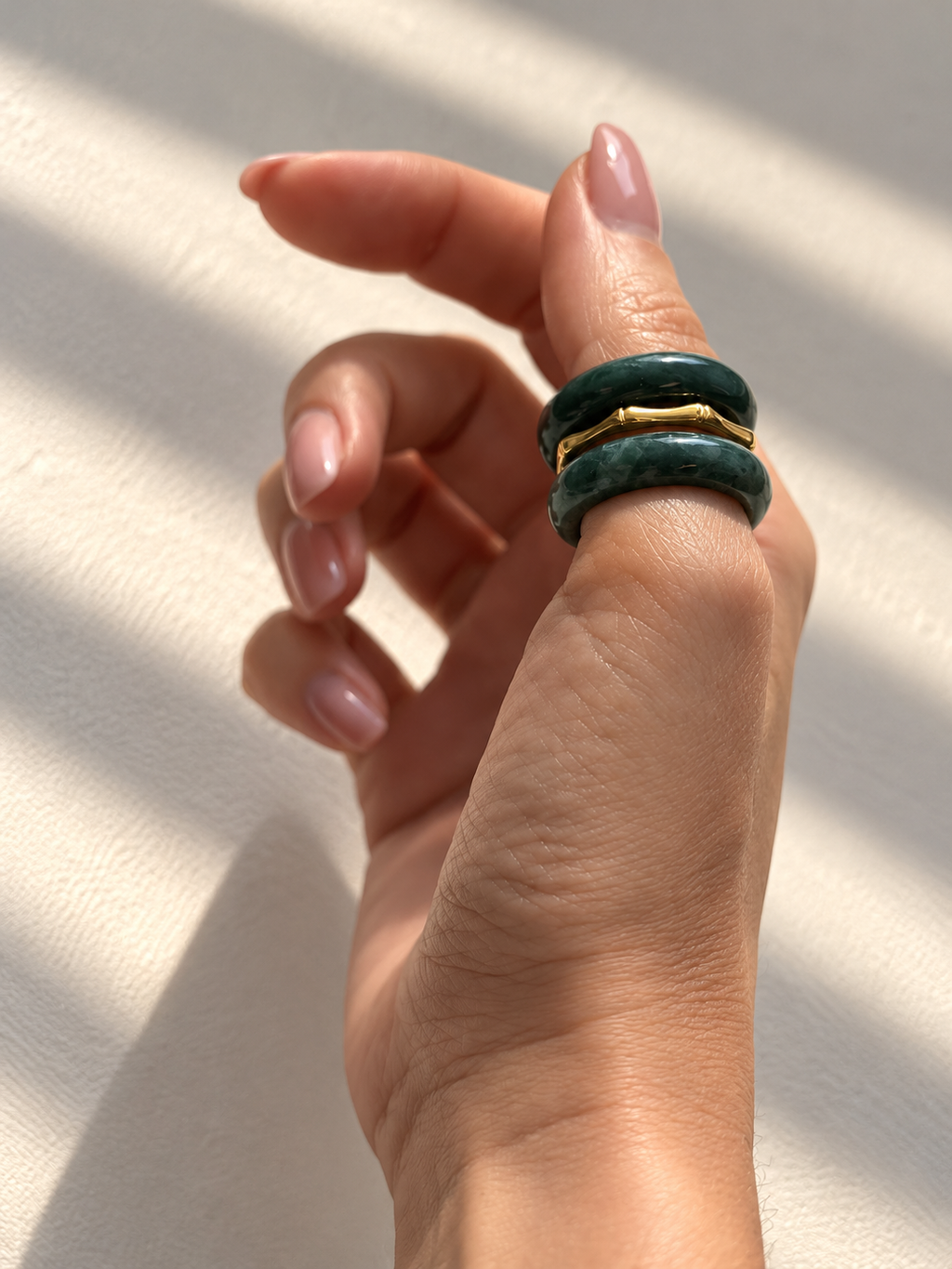 Stone Trilogy Stack Moss Agate Ring Set Of 3 Rings