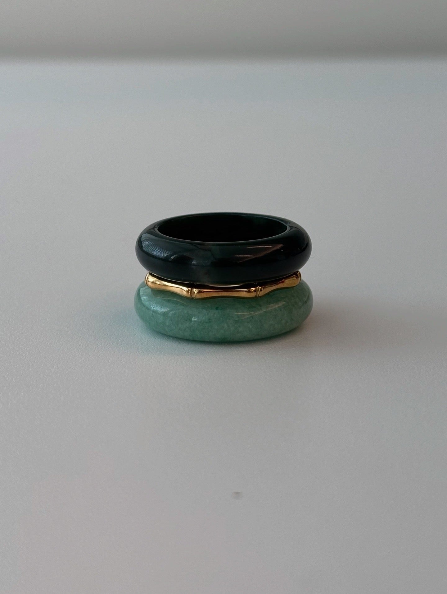 Stone Trilogy Stack Rings of Aventurine & Green Moss