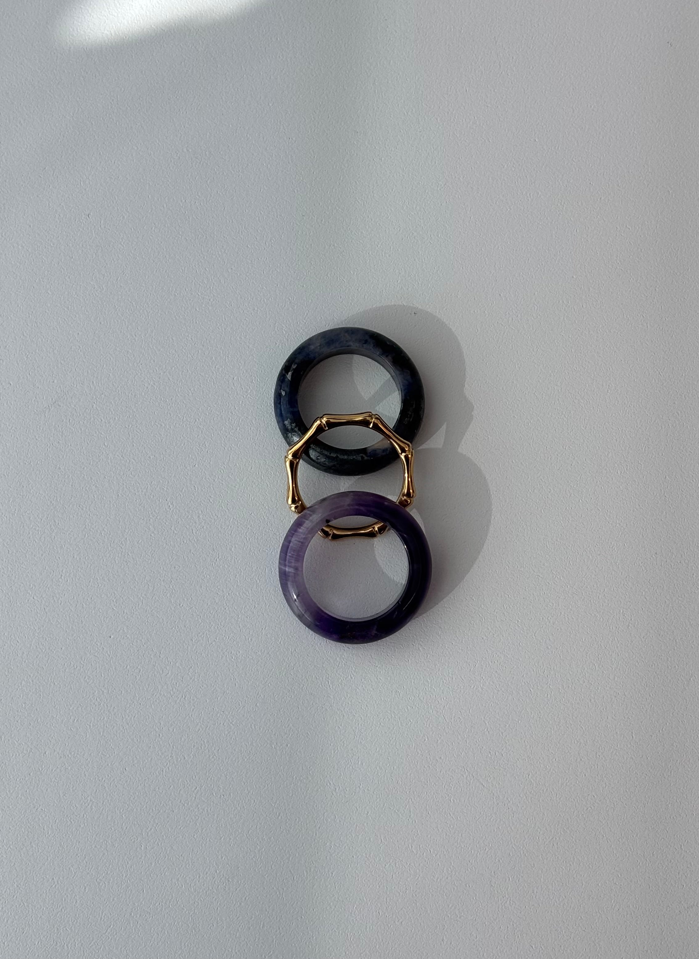 Stone Trilogy Stack Sodalite Amethyst Ring Set Of 3 rings
