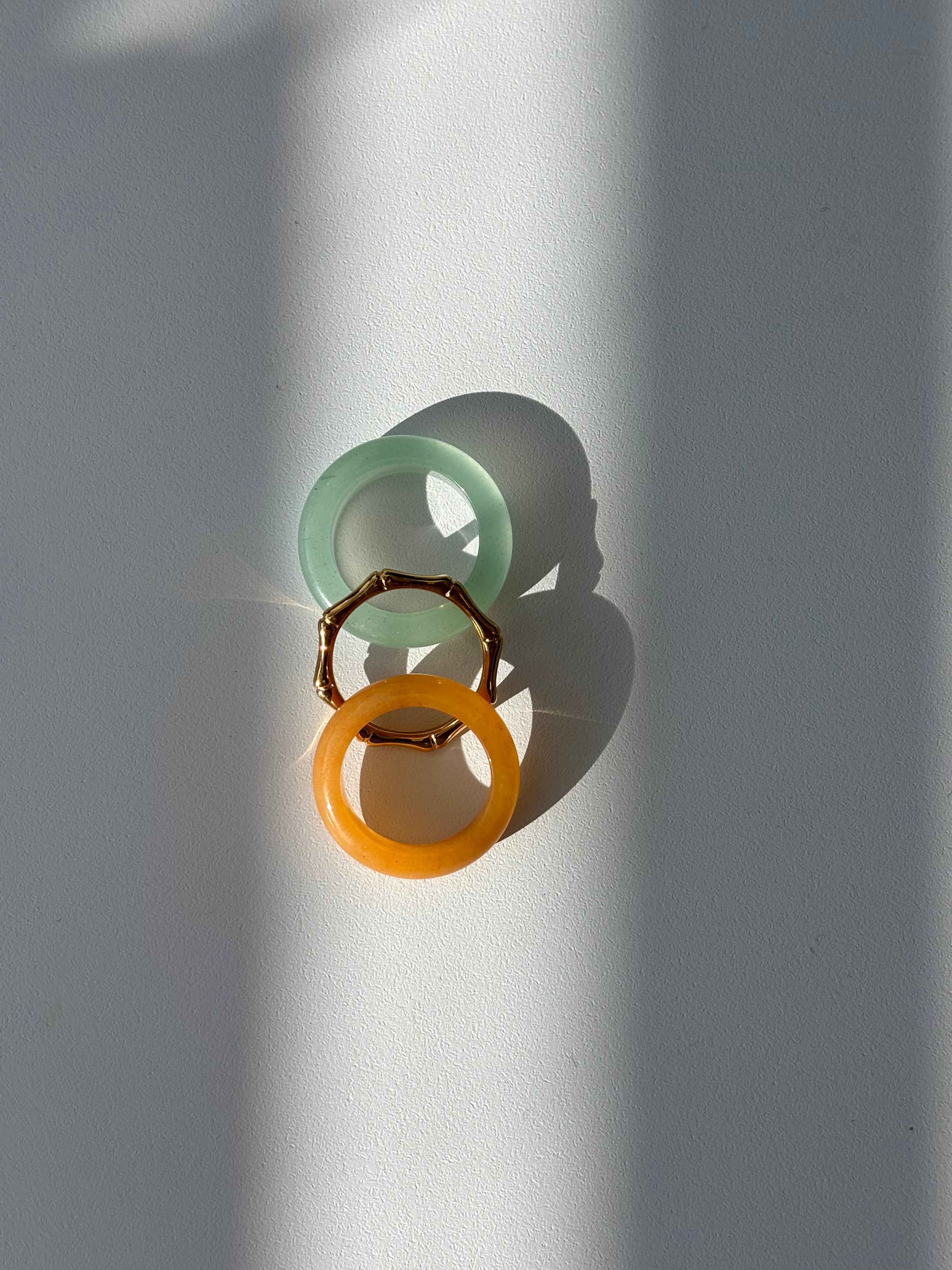 Stone Trilogy Stack Aventurine And Yellow Jade Ring Set Of 3 Rings