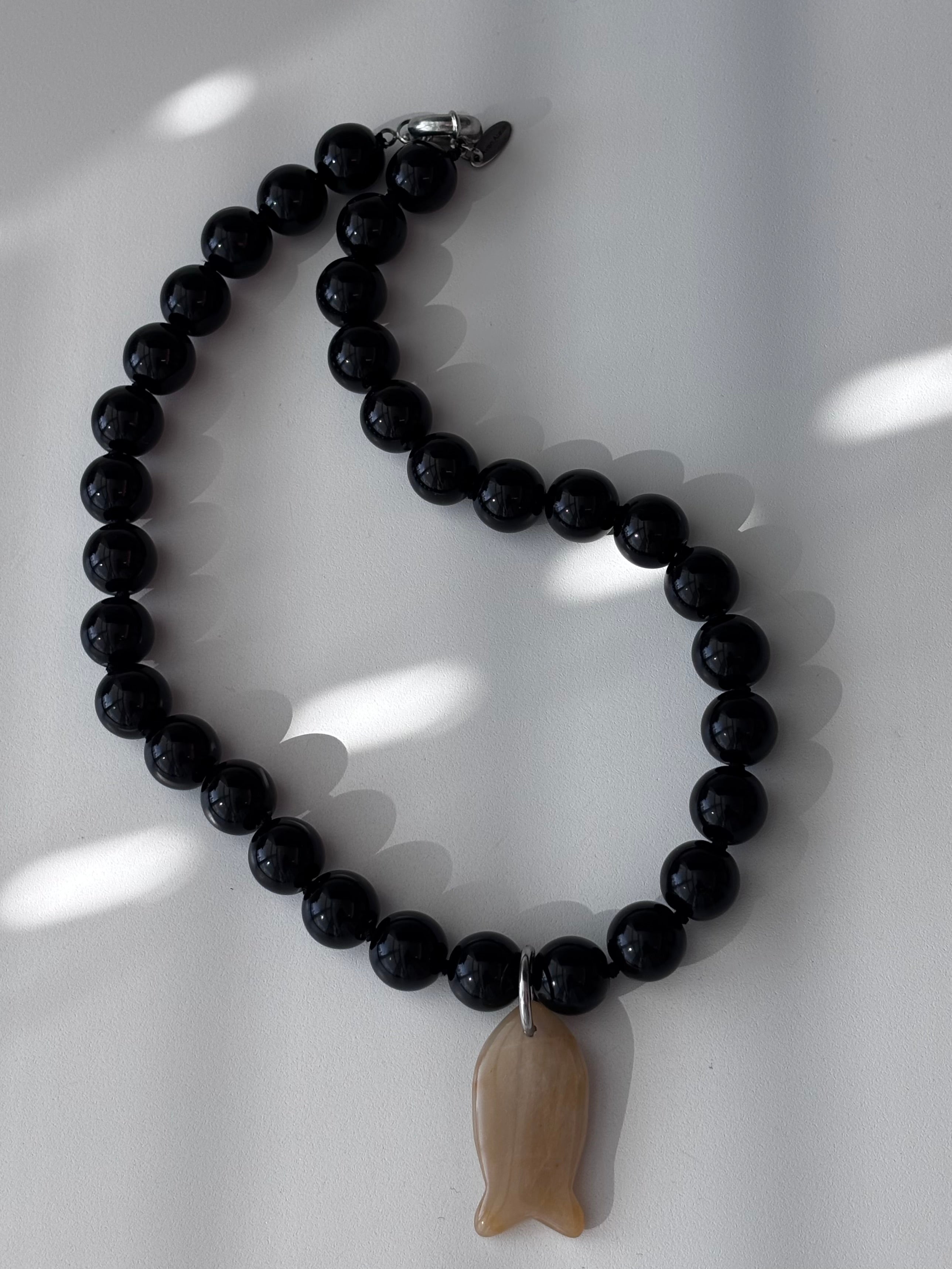 Black Agate Bead Necklace