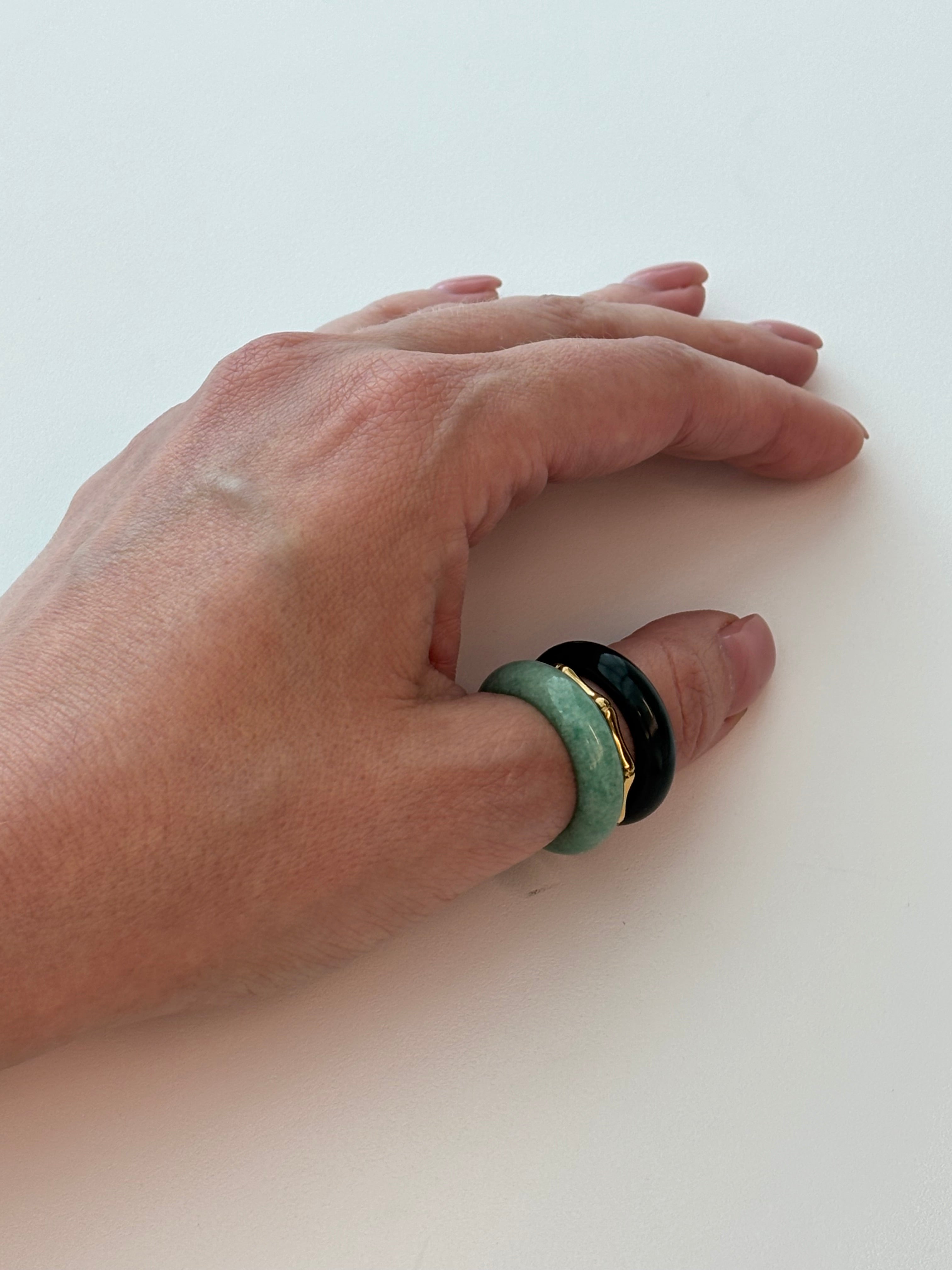 Stone Trilogy Stack Rings of Aventurine & Green Moss