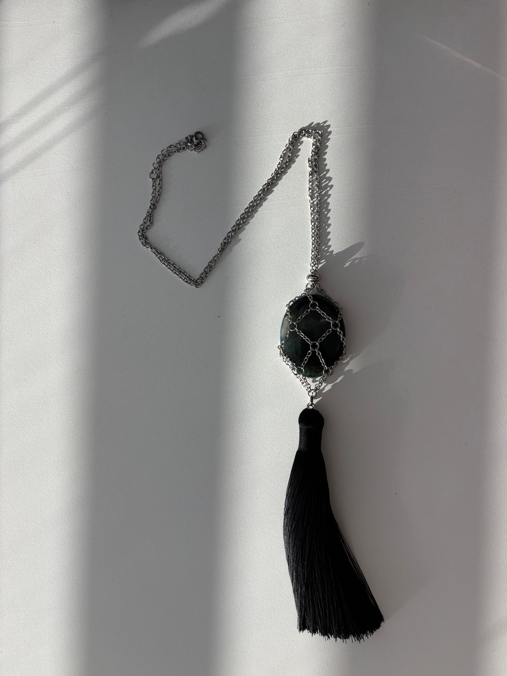 Mesh Net Long Tassel Necklace