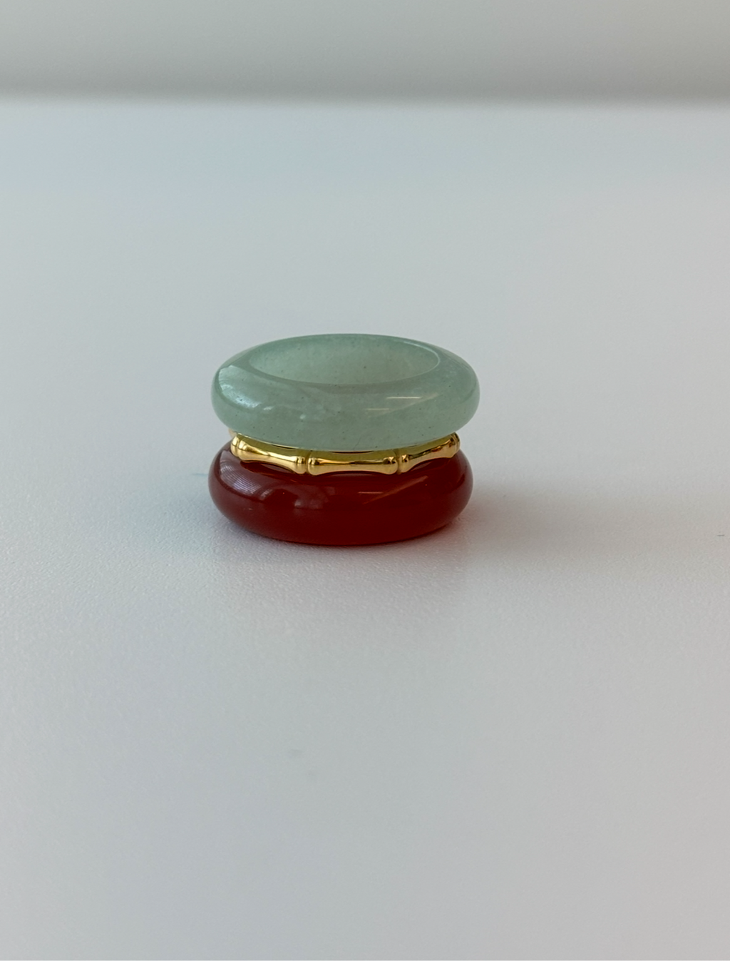 Stone Trilogy Stack Aventurine Red Agate Ring Set Of 3 Rings