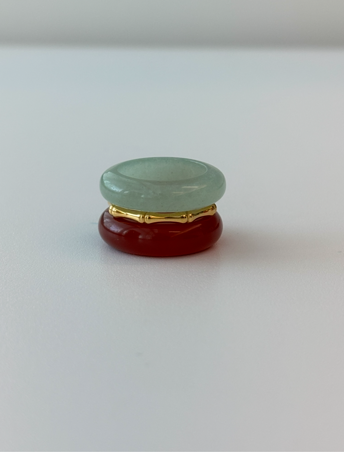 Stone Trilogy Stack Aventurine Red Agate Ring Set Of 3 Rings