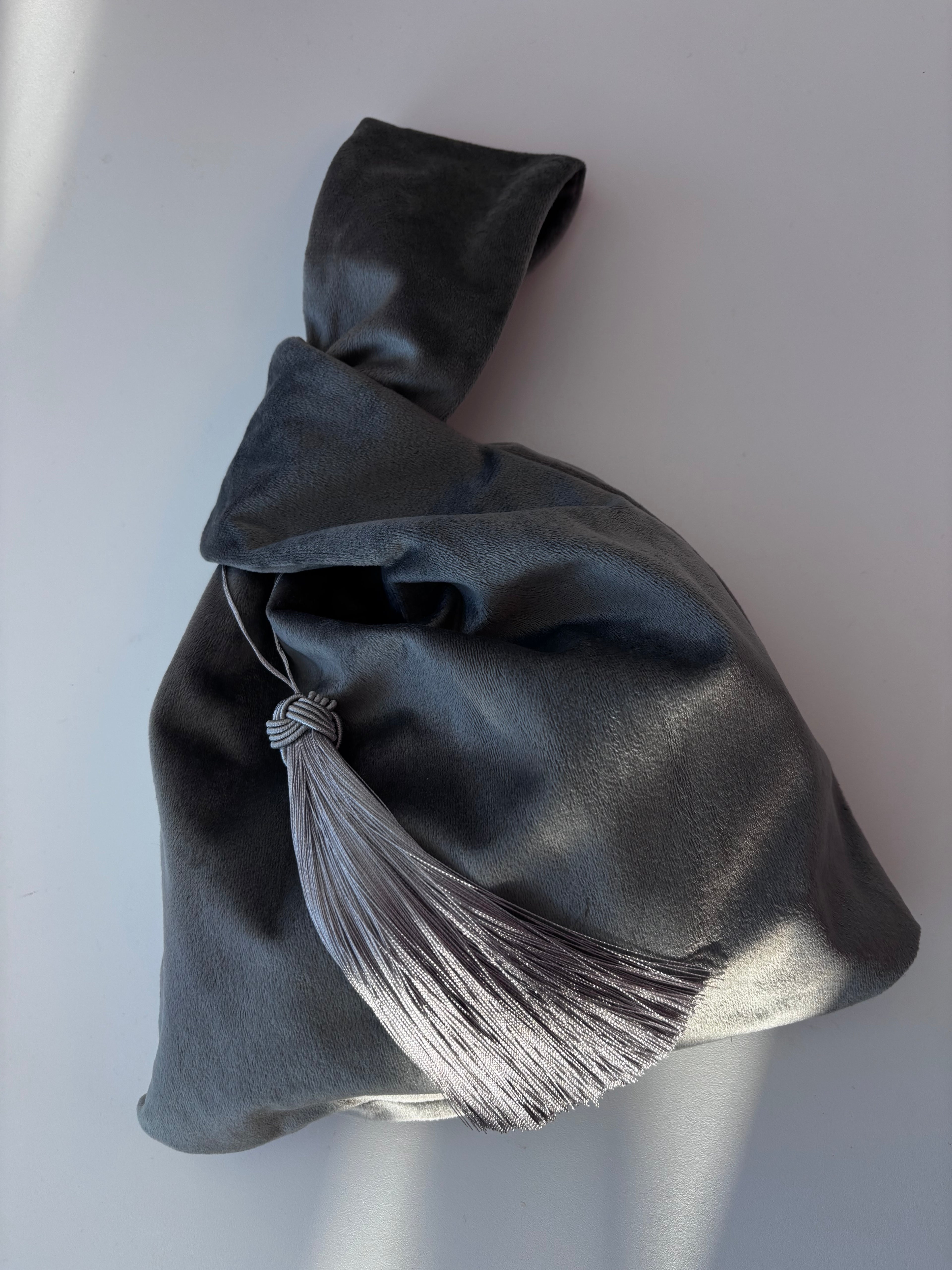 Velvet Wristlet Knot Mini Tassel Bag