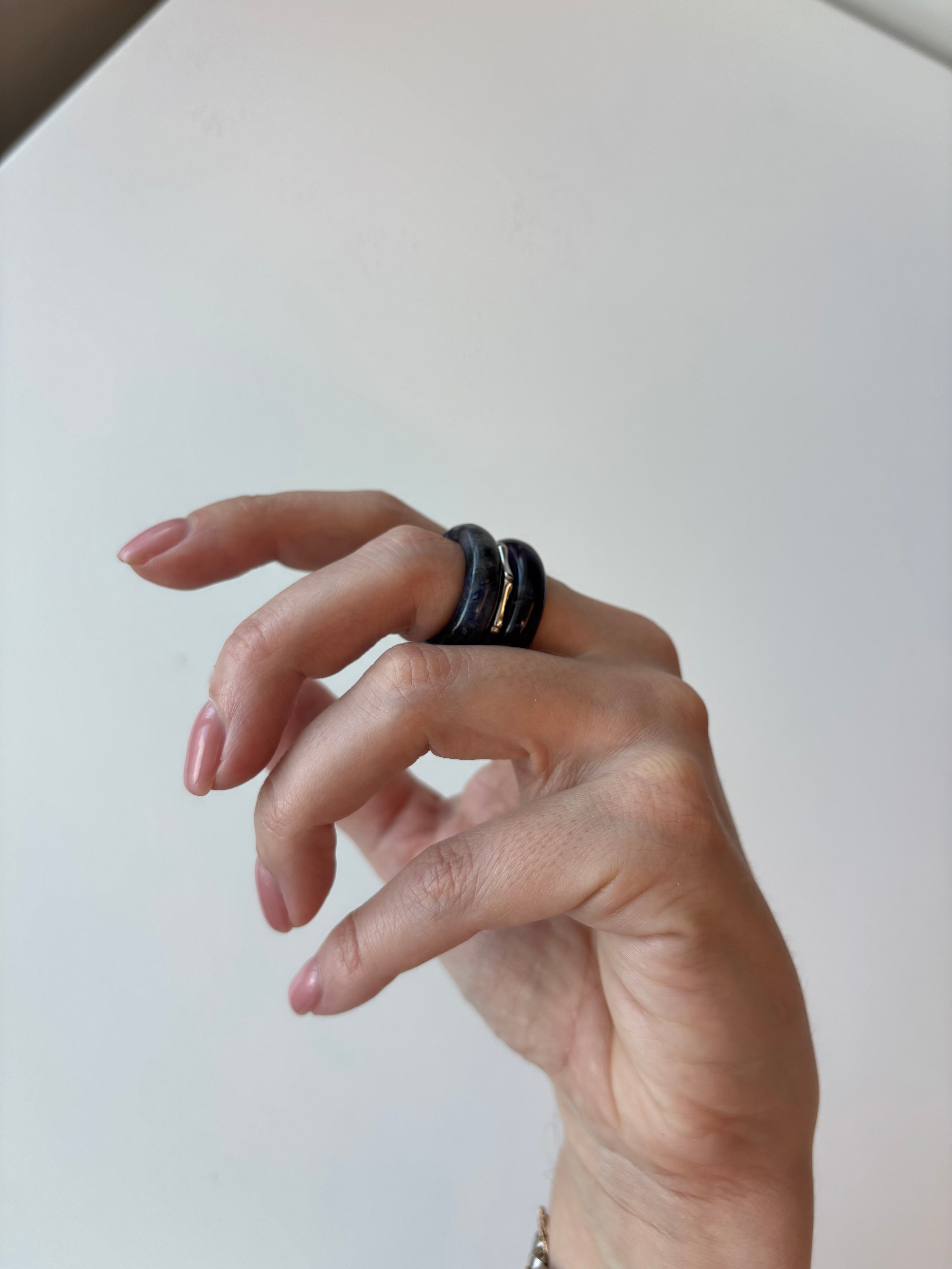 Stone Trilogy Stack Sodalite Amethyst Ring Set Of 3 rings