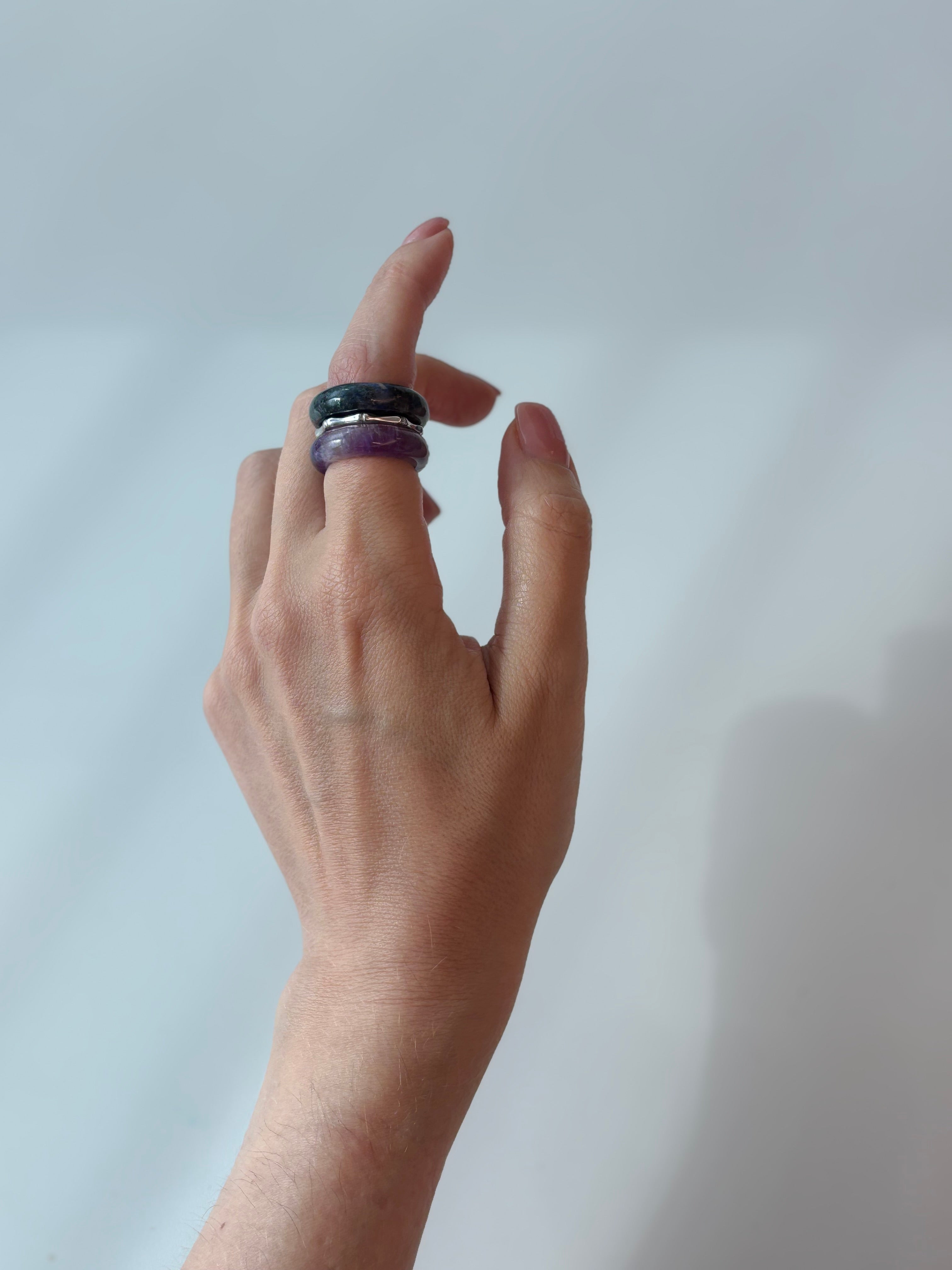 Stone Trilogy Stack Sodalite Amethyst Ring Set Of 3 rings