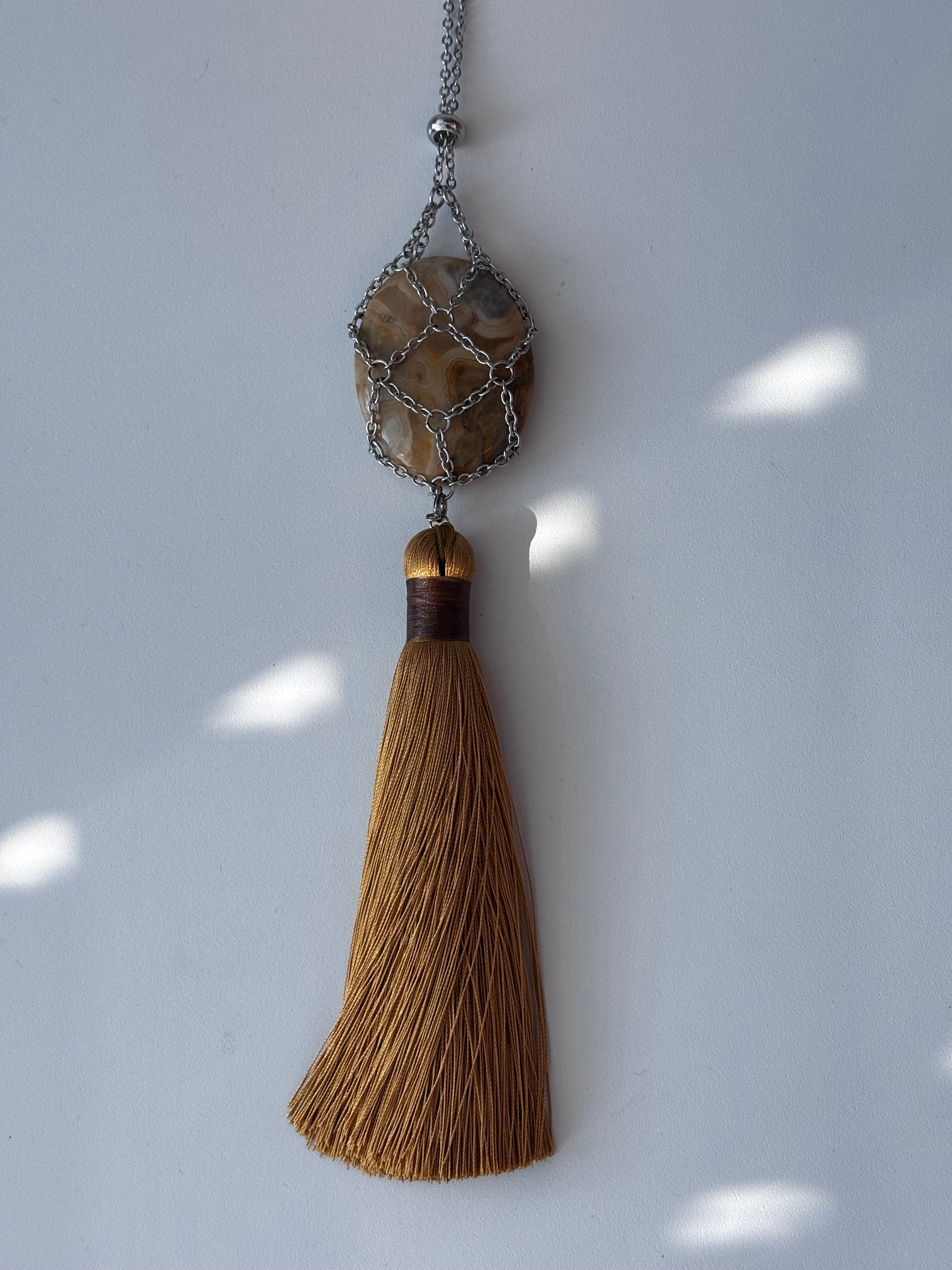 Mesh Net Long Tassel Necklace