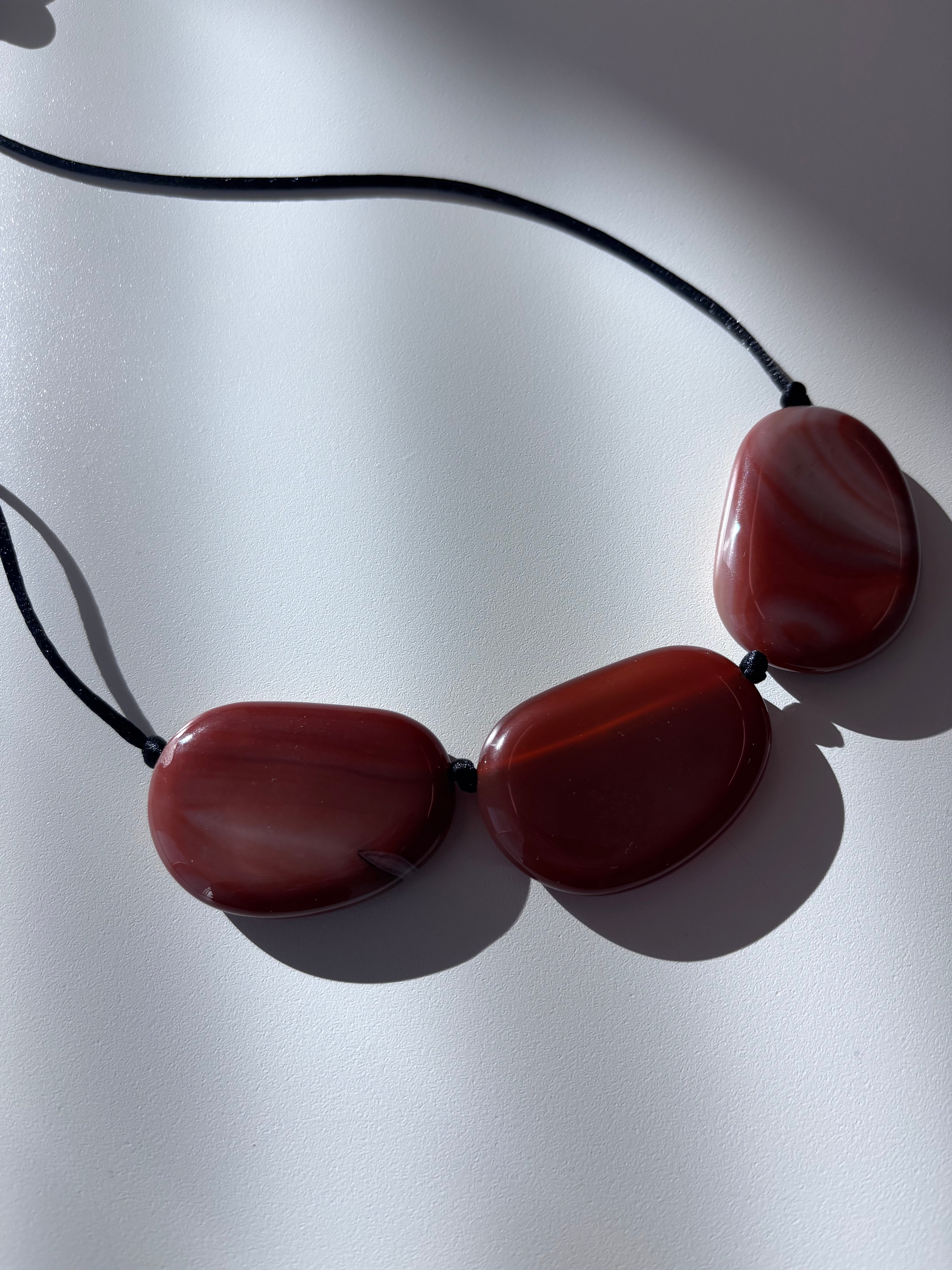 Three Beans Design Necklace in Black Onyx