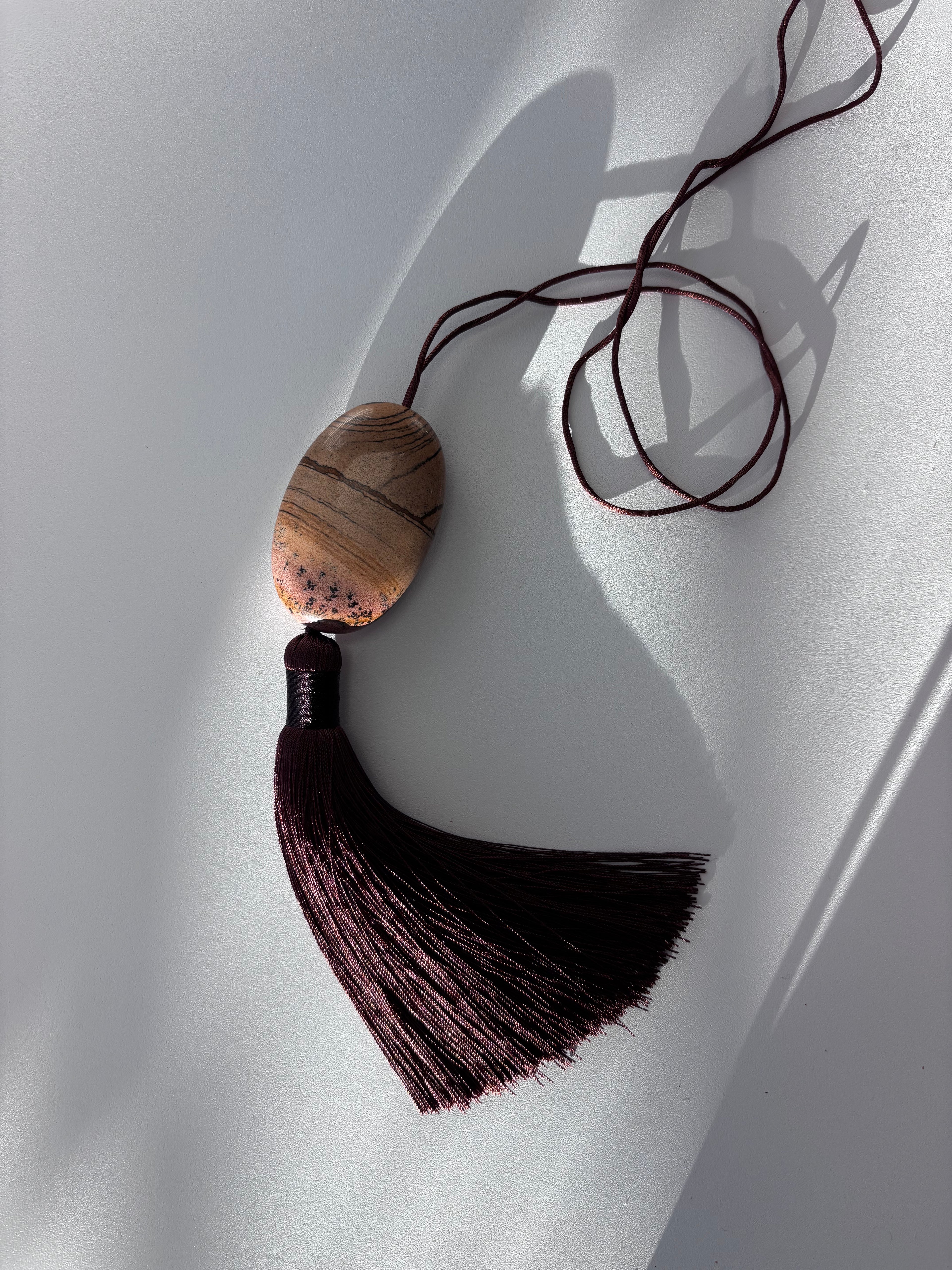 Large Bean Design Long Tassel Necklace