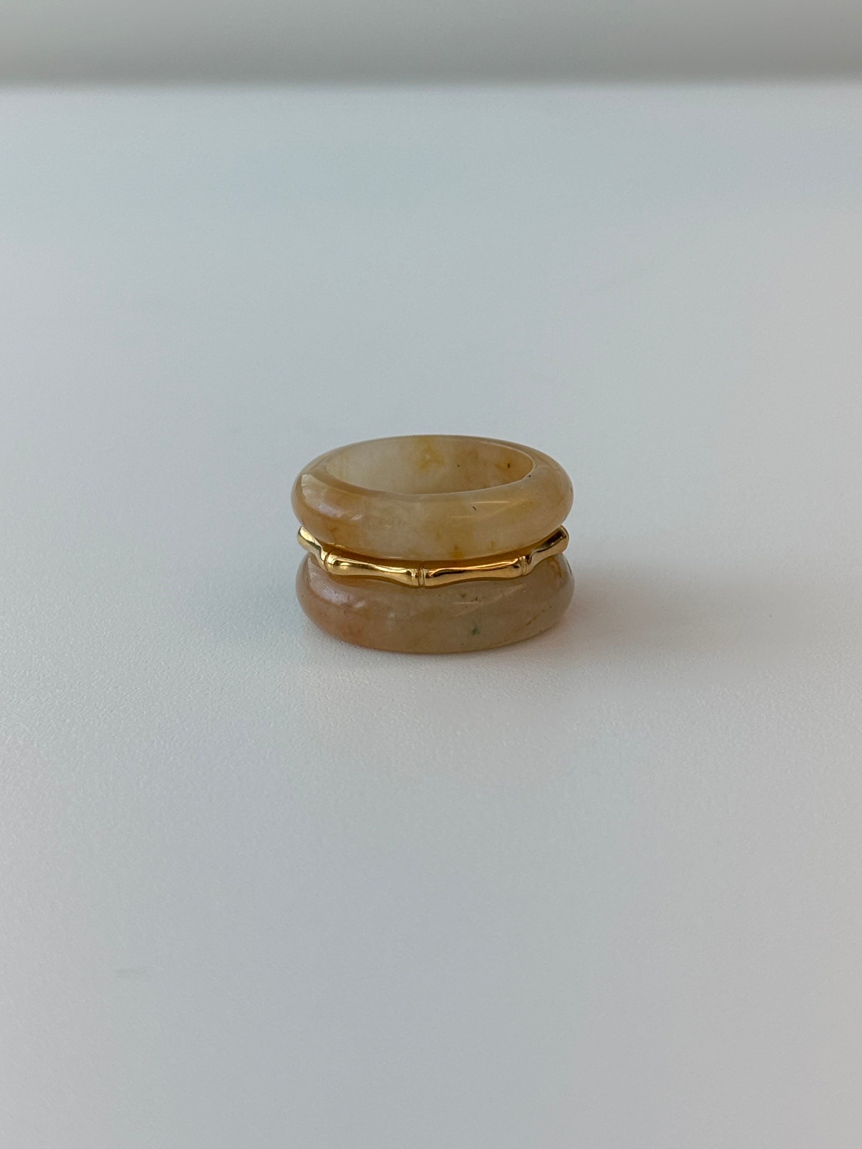 Stone Trilogy Stack Yellow Jade Ring Set Of 3 Rings