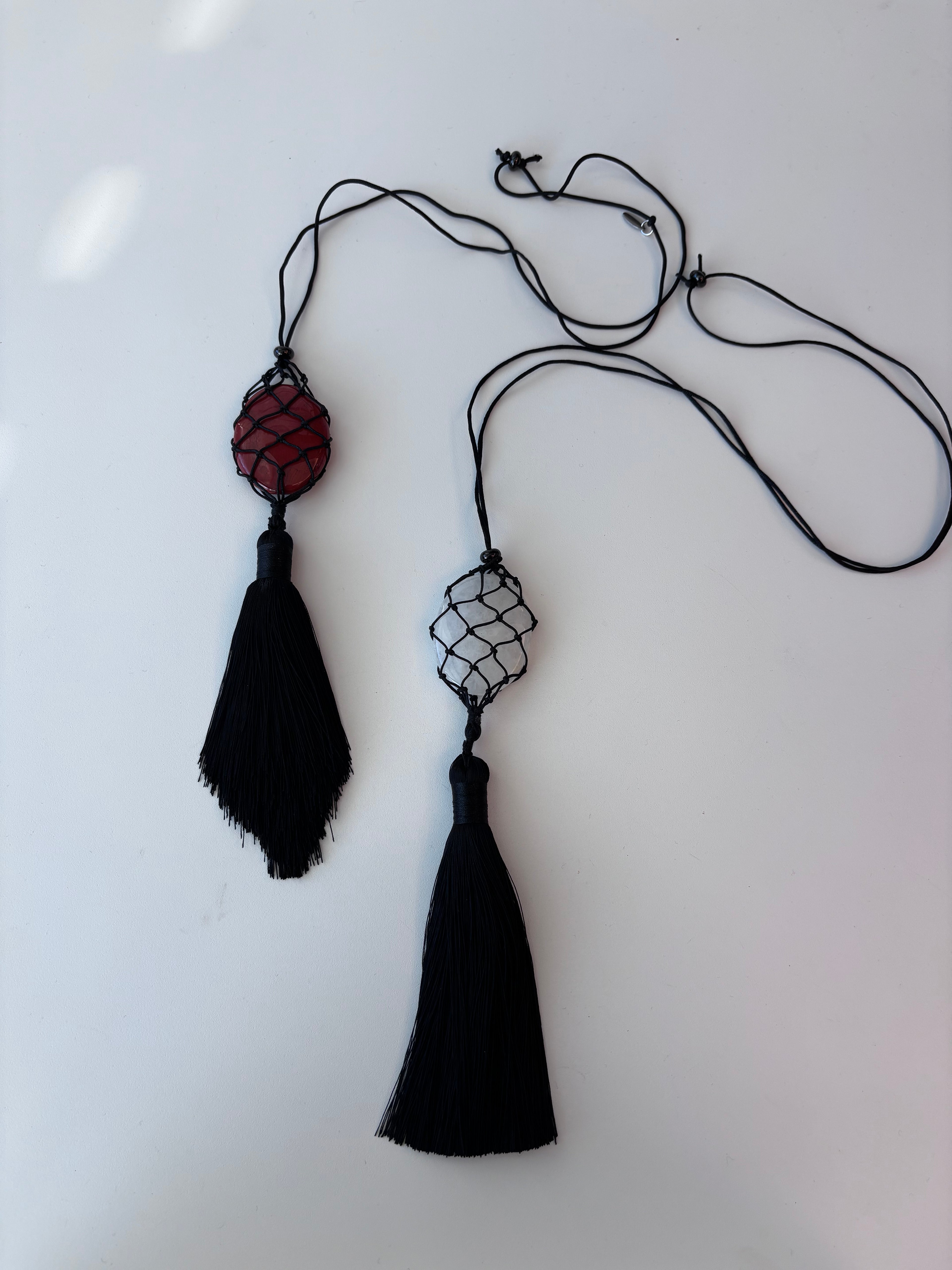 Bean Design Tassel Necklace of Natural Stone