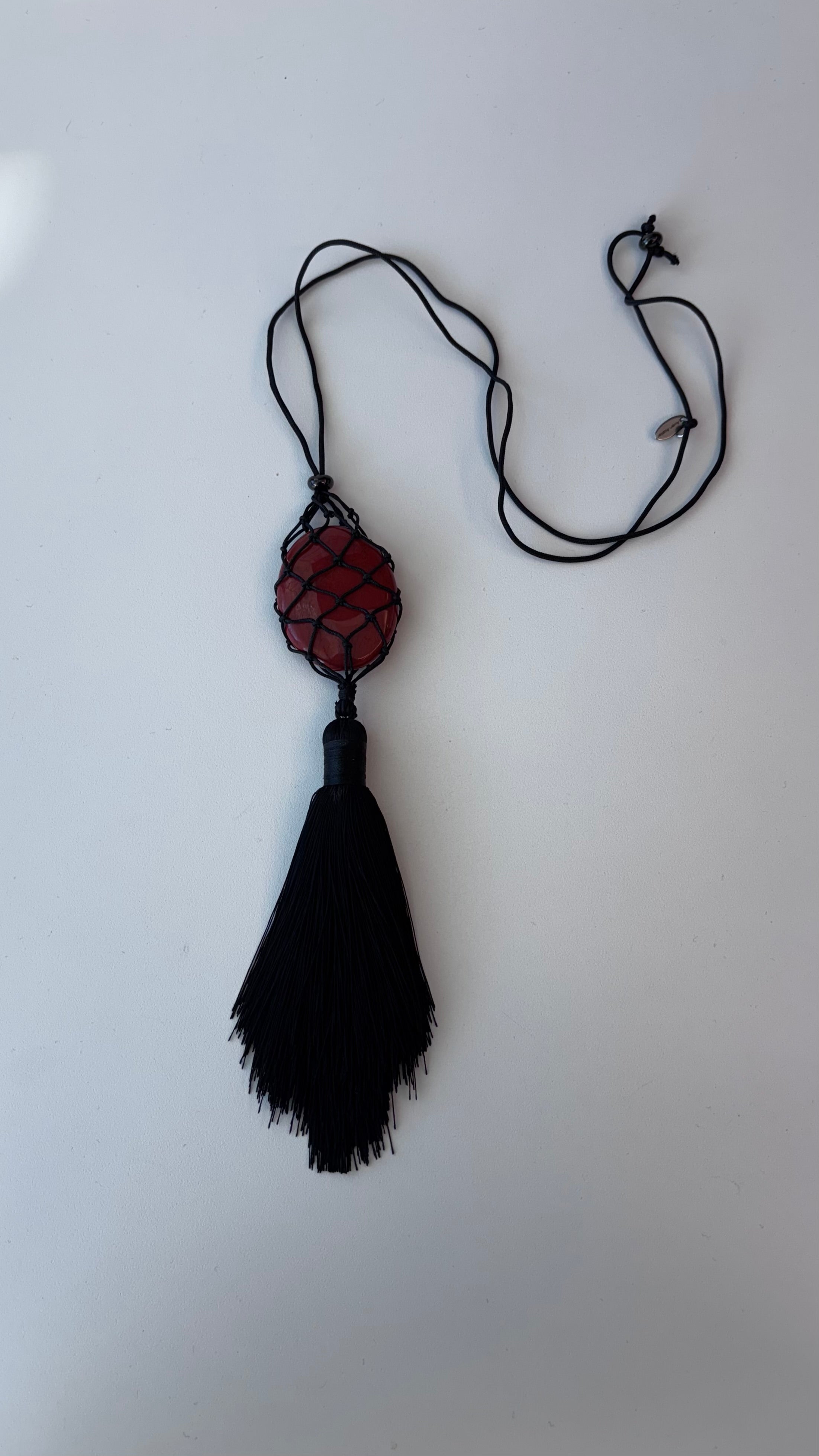 Bean Design Tassel Necklace of Natural Stone