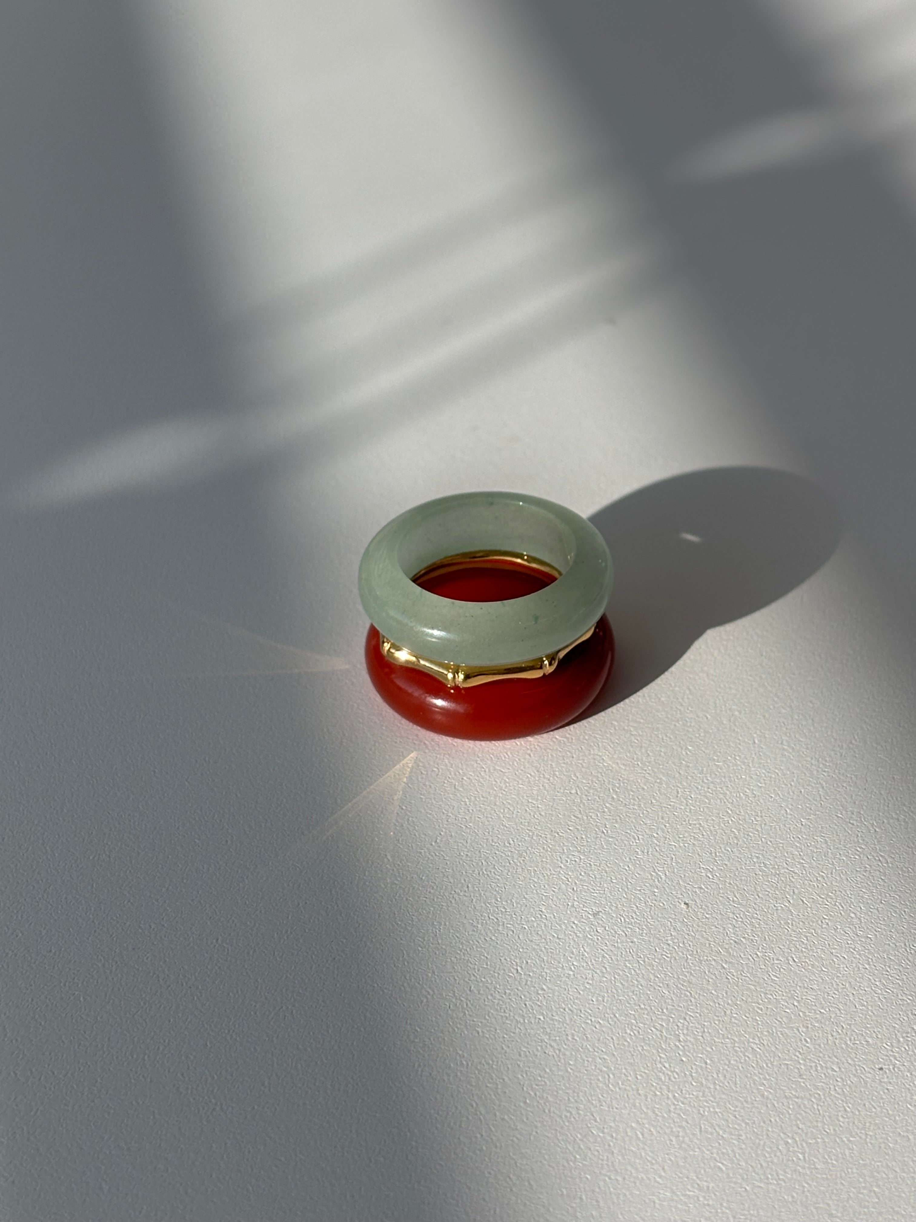 Stone Trilogy Stack Aventurine Red Agate Ring Set Of 3 Rings