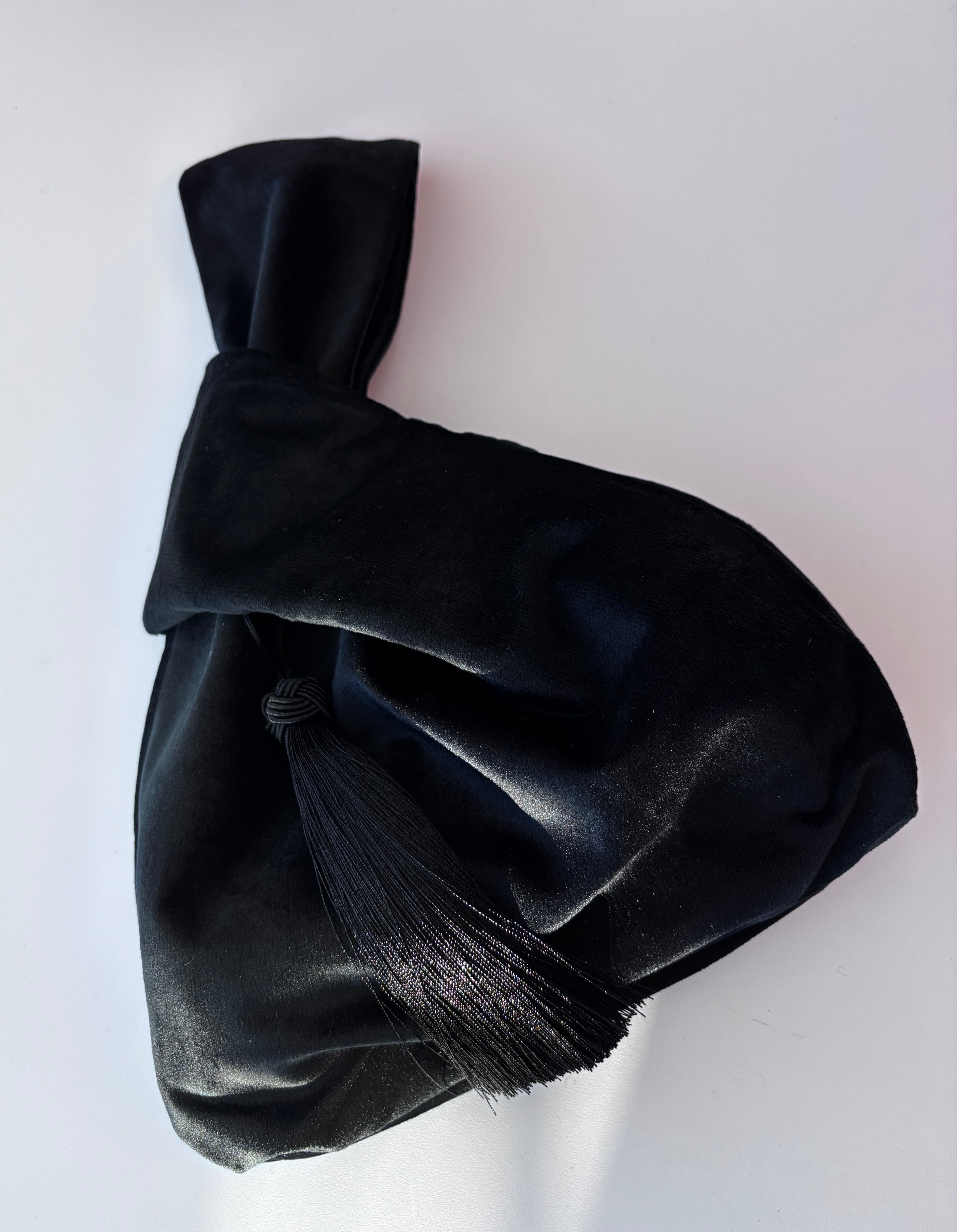 Velvet Wristlet Knot Mini Tassel Bag