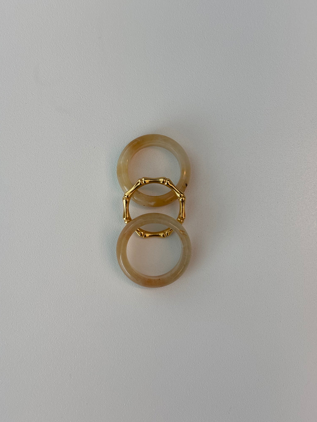 Stone Trilogy Stack Yellow Jade Ring Set Of 3 Rings