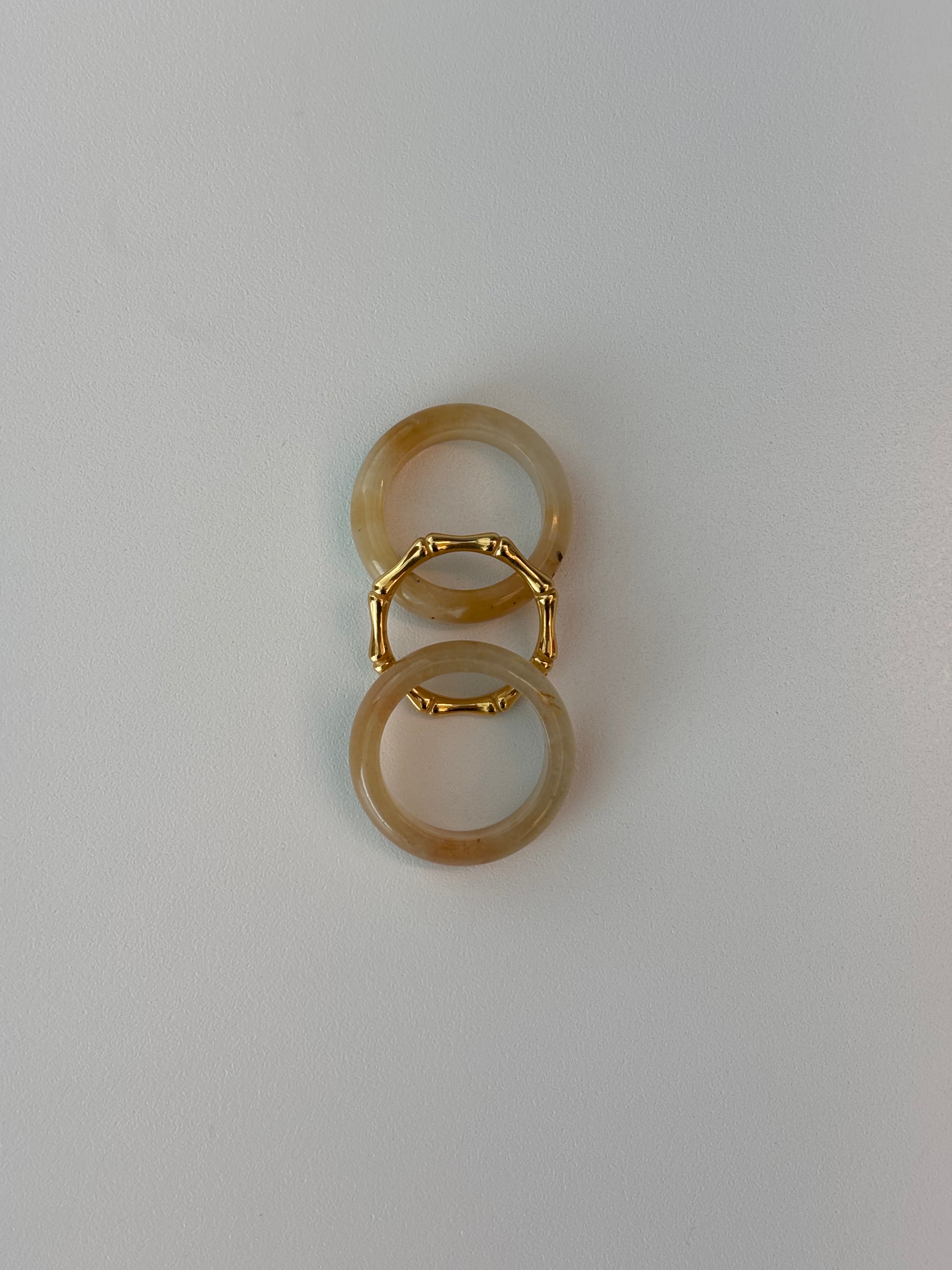 Stone Trilogy Stack Yellow Jade Ring Set Of 3 Rings