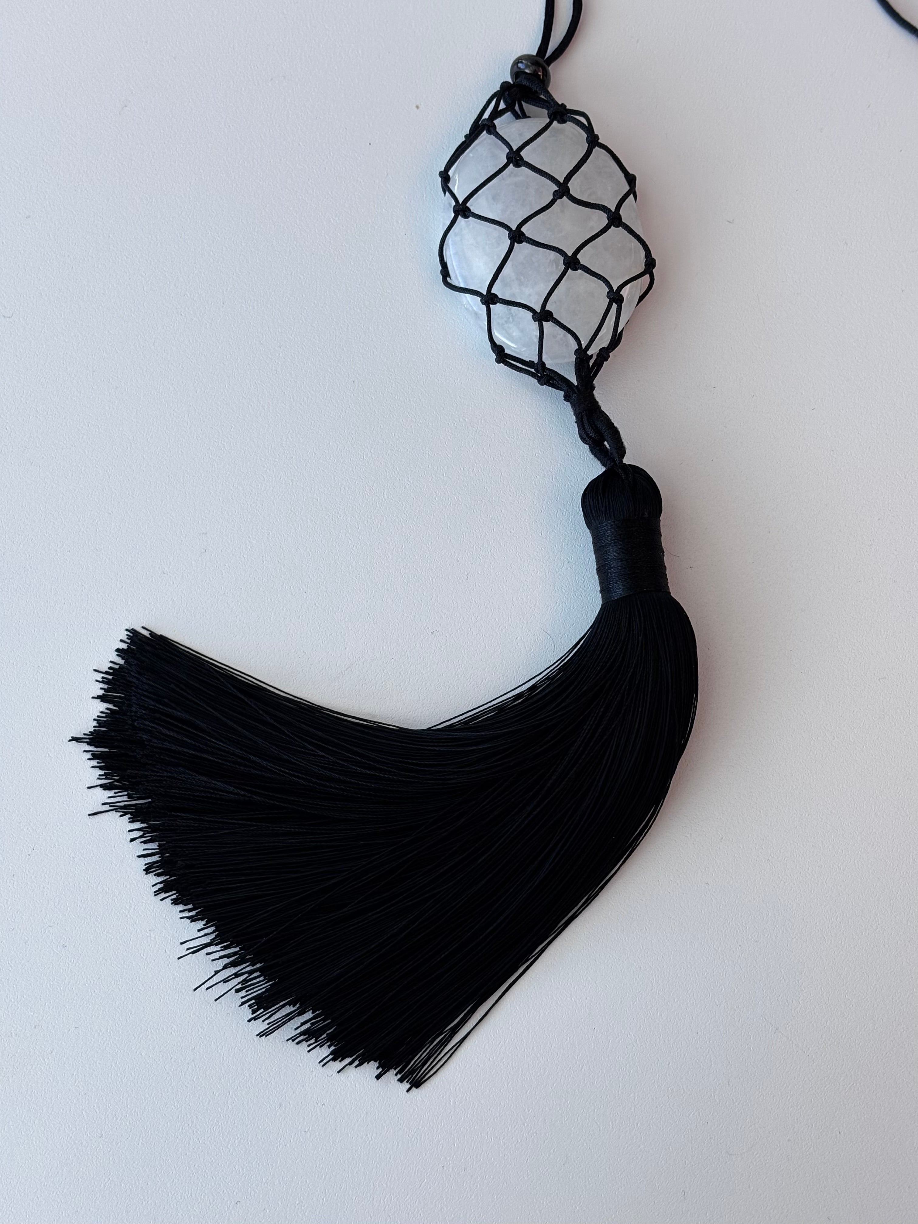 Bean Design Tassel Necklace of Natural Stone