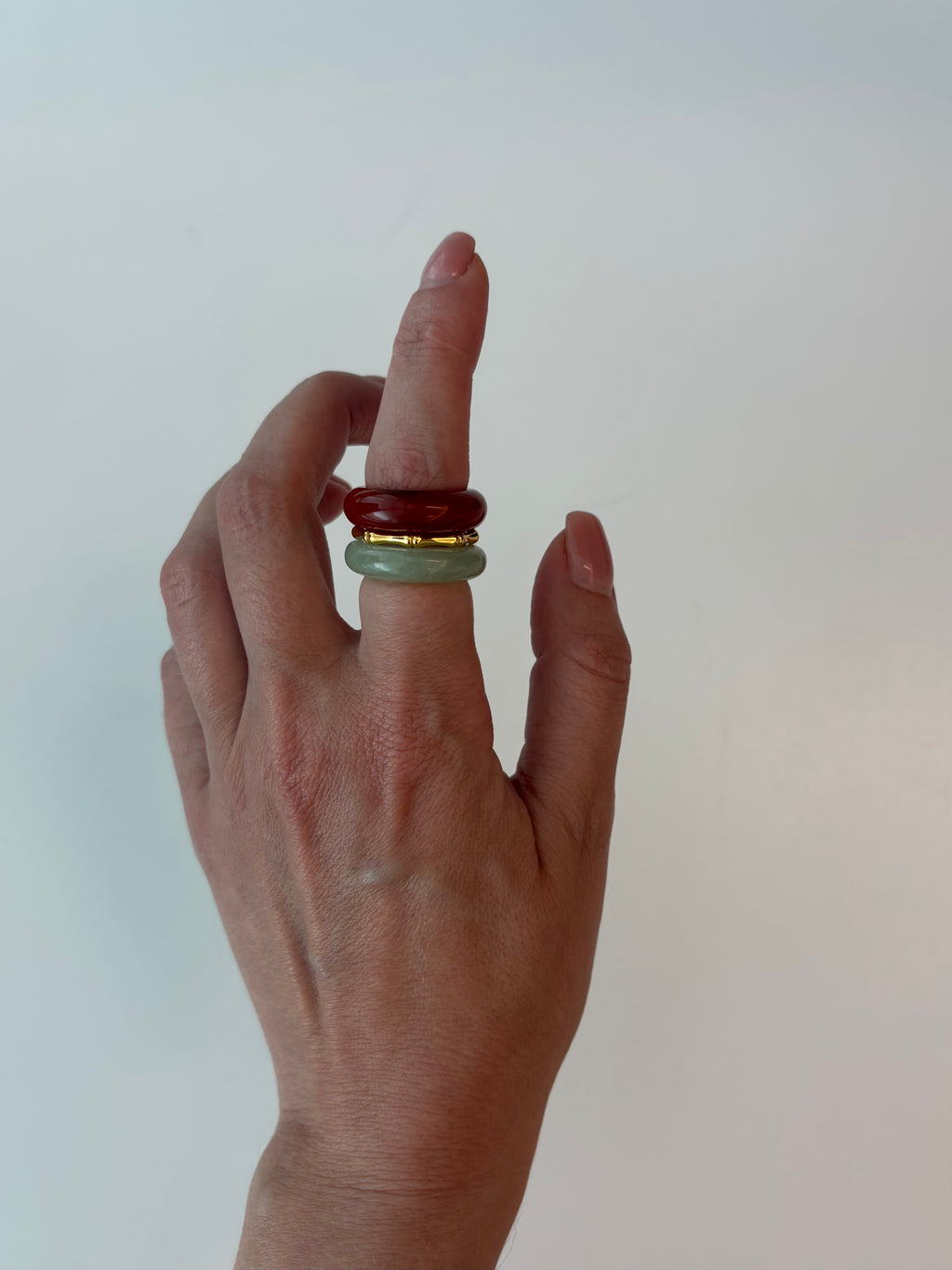 Stone Trilogy Stack Aventurine Red Agate Ring Set Of 3 Rings