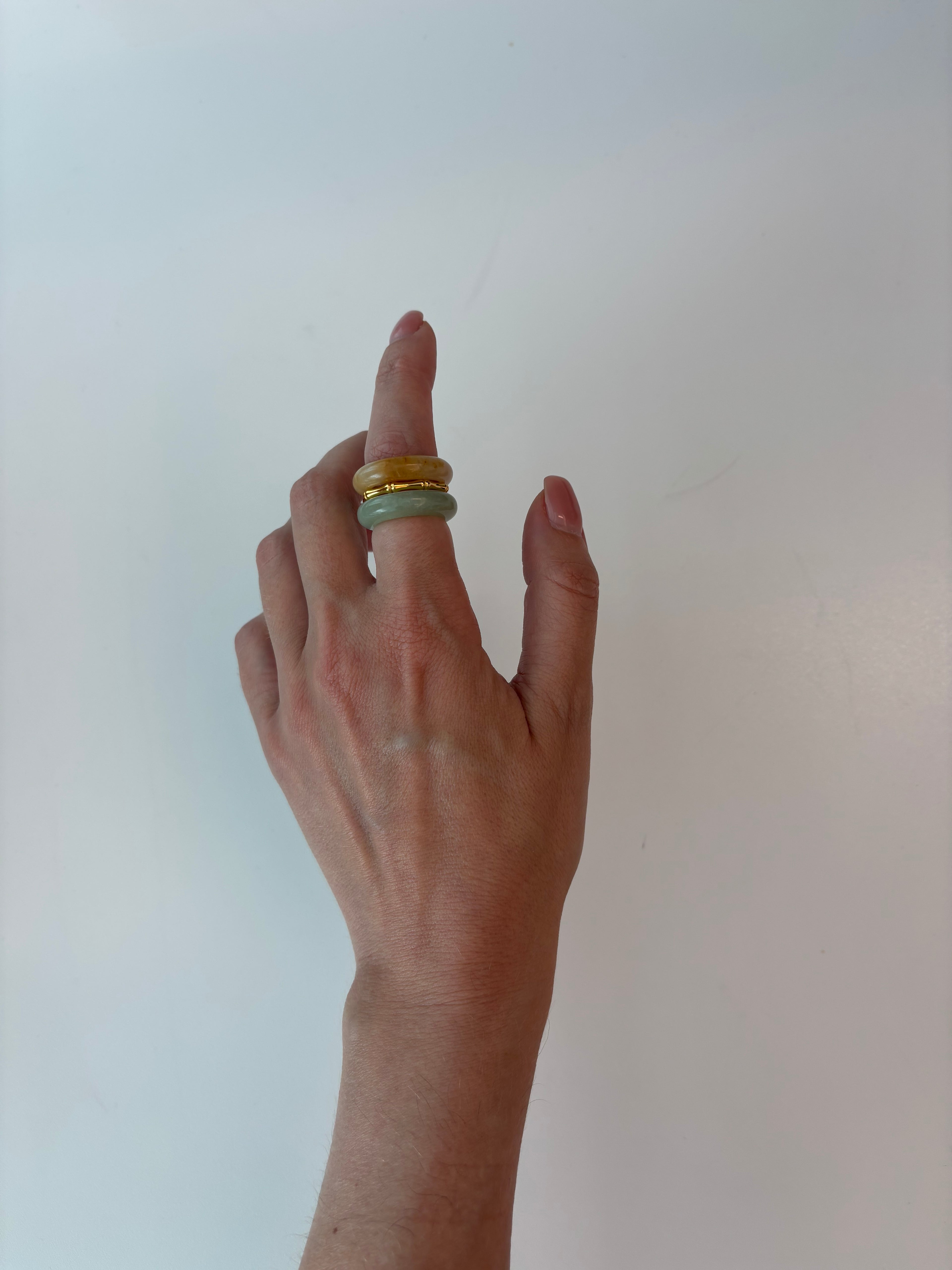 Stone Trilogy Stack Aventurine And Yellow Jade Ring Set Of 3 Rings