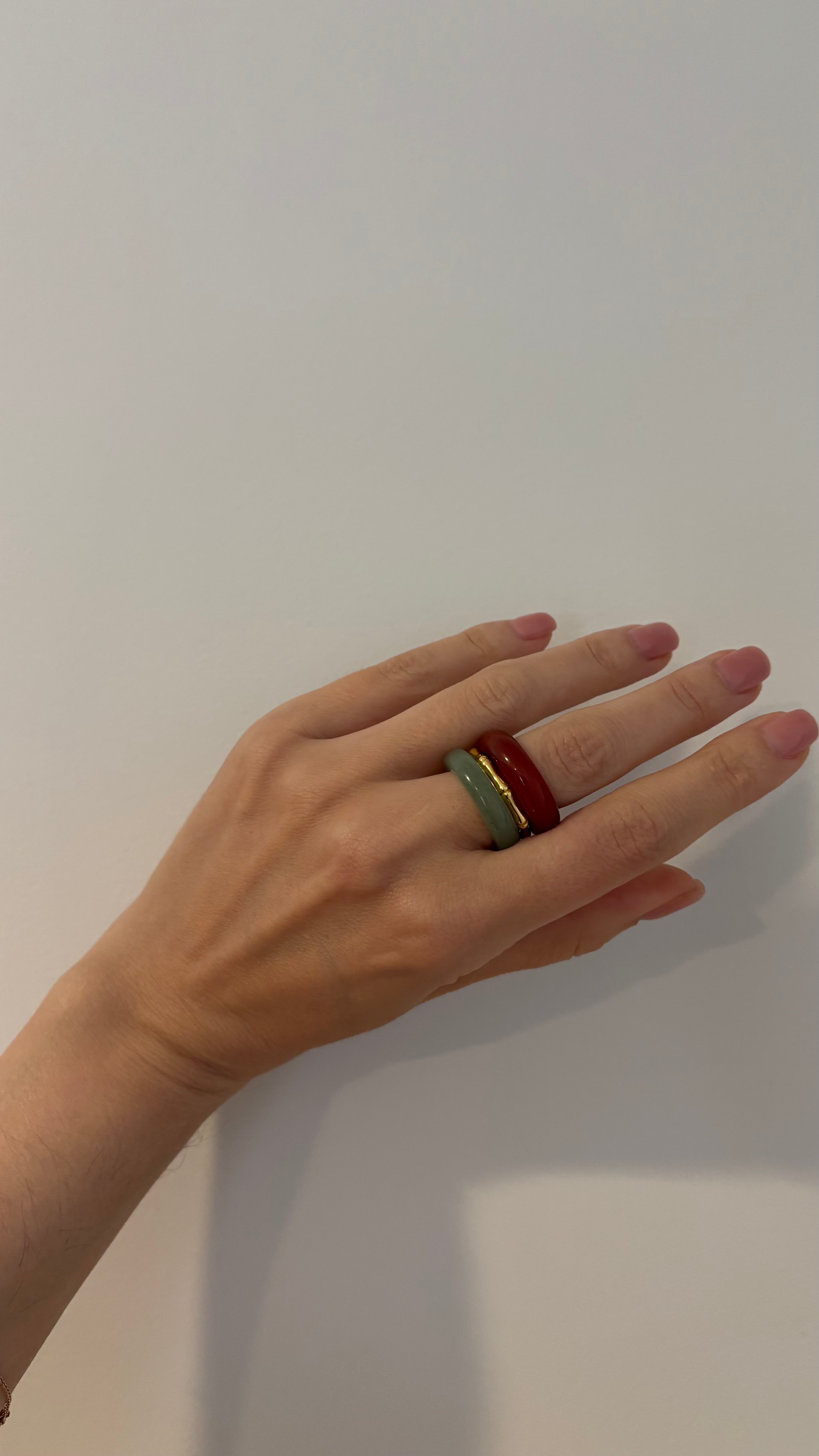 Stone Trilogy Stack Aventurine Red Agate Ring Set Of 3 Rings