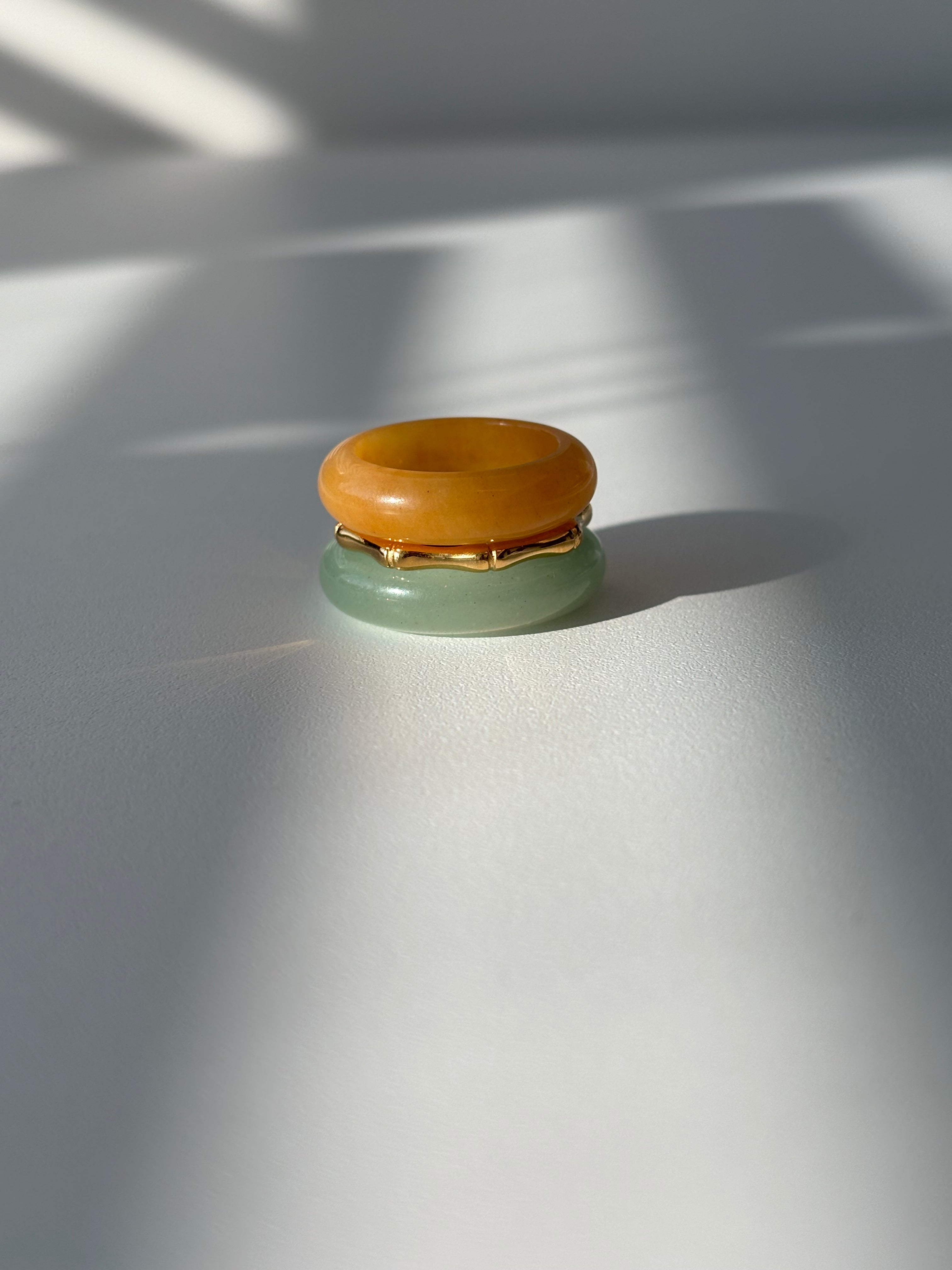 Stone Trilogy Stack Aventurine And Yellow Jade Ring Set Of 3 Rings