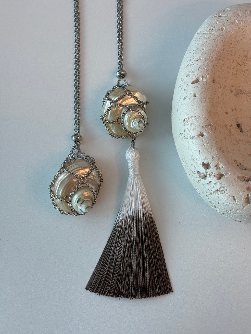 Shell Mesh Net Tassel Necklace