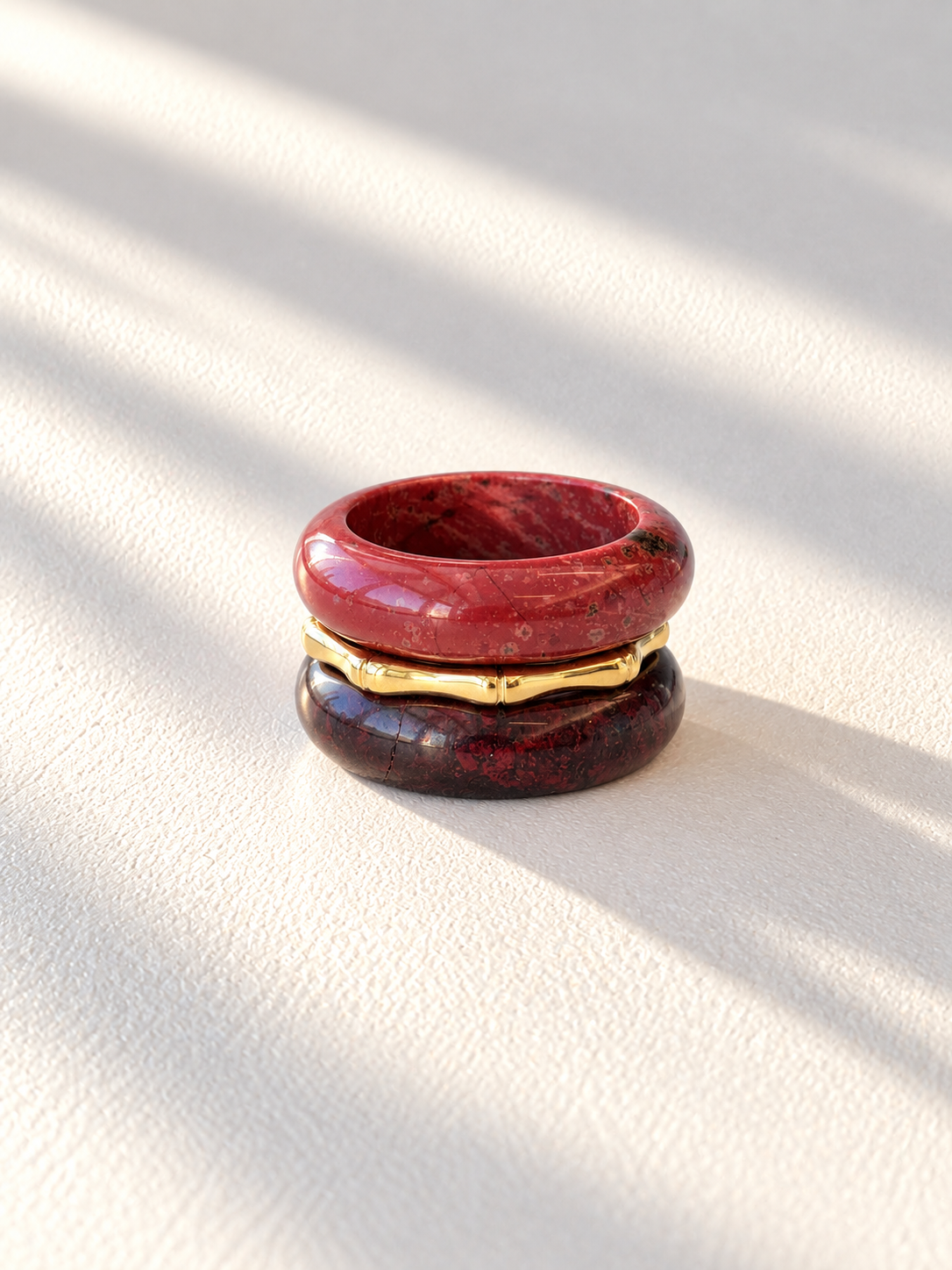 Stone Trilogy Stack Agate Ring Set Of 3 Rings