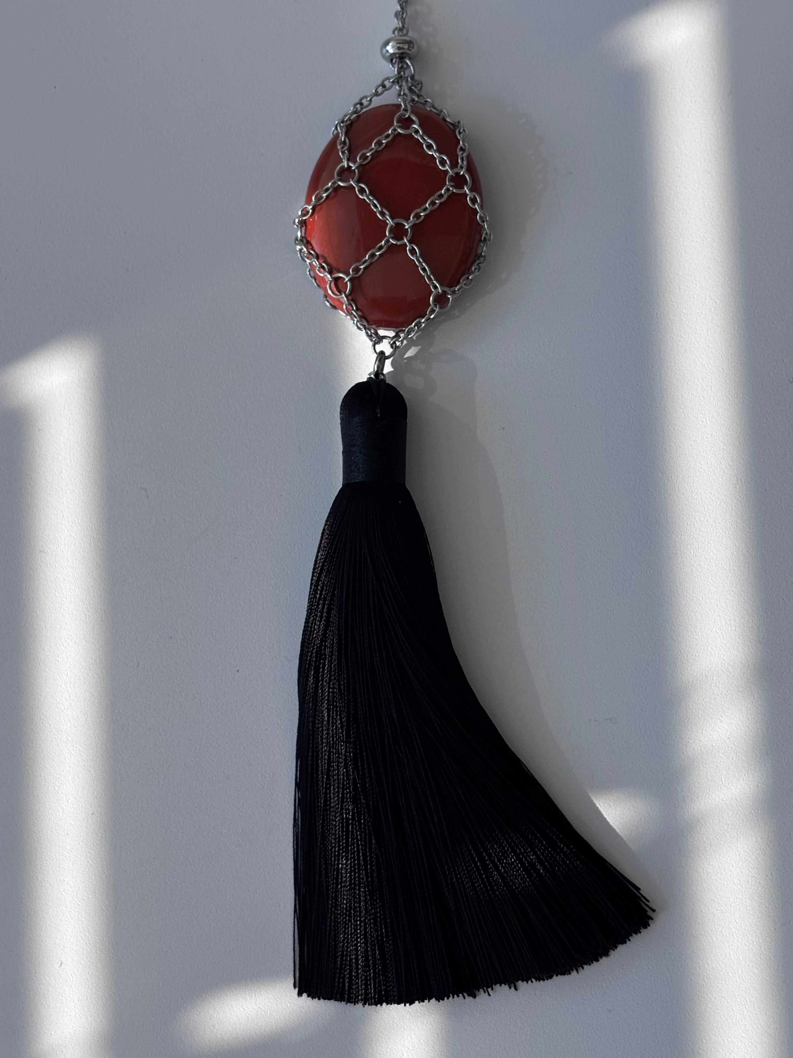 Mesh Net Long Tassel Necklace