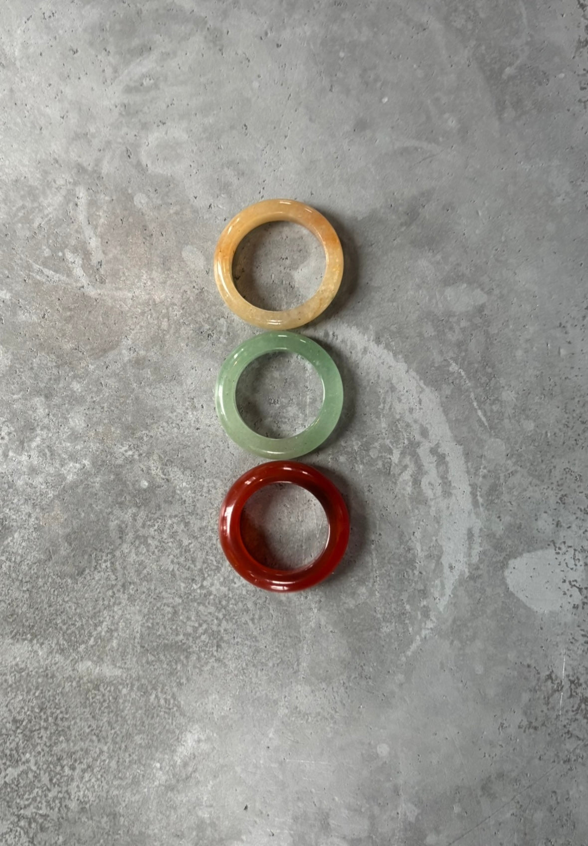Stone Trilogy Stack Yellow Jade Red Agate Aventurine Ring Set Of 3 rings