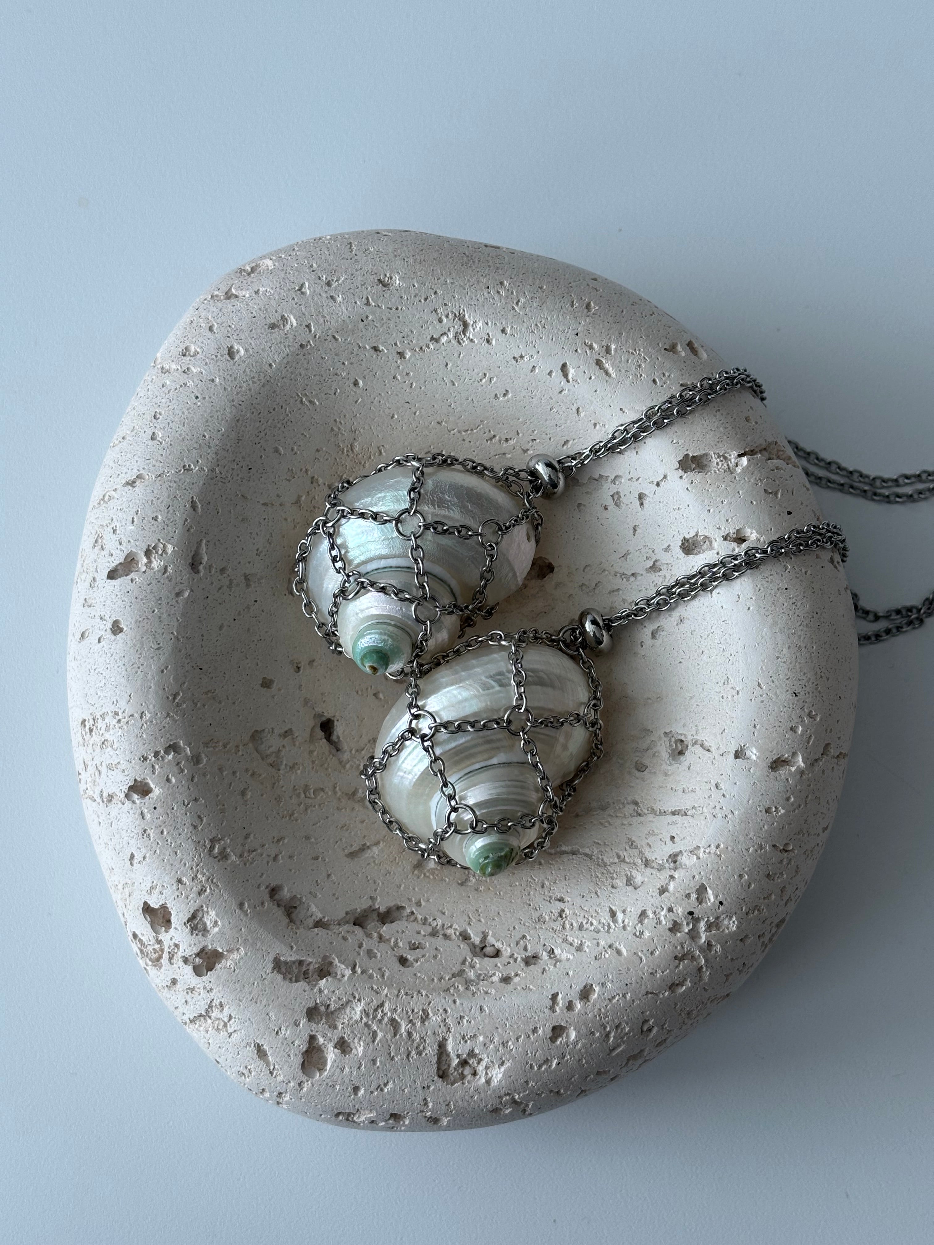 Shell Mesh Net Tassel Necklace