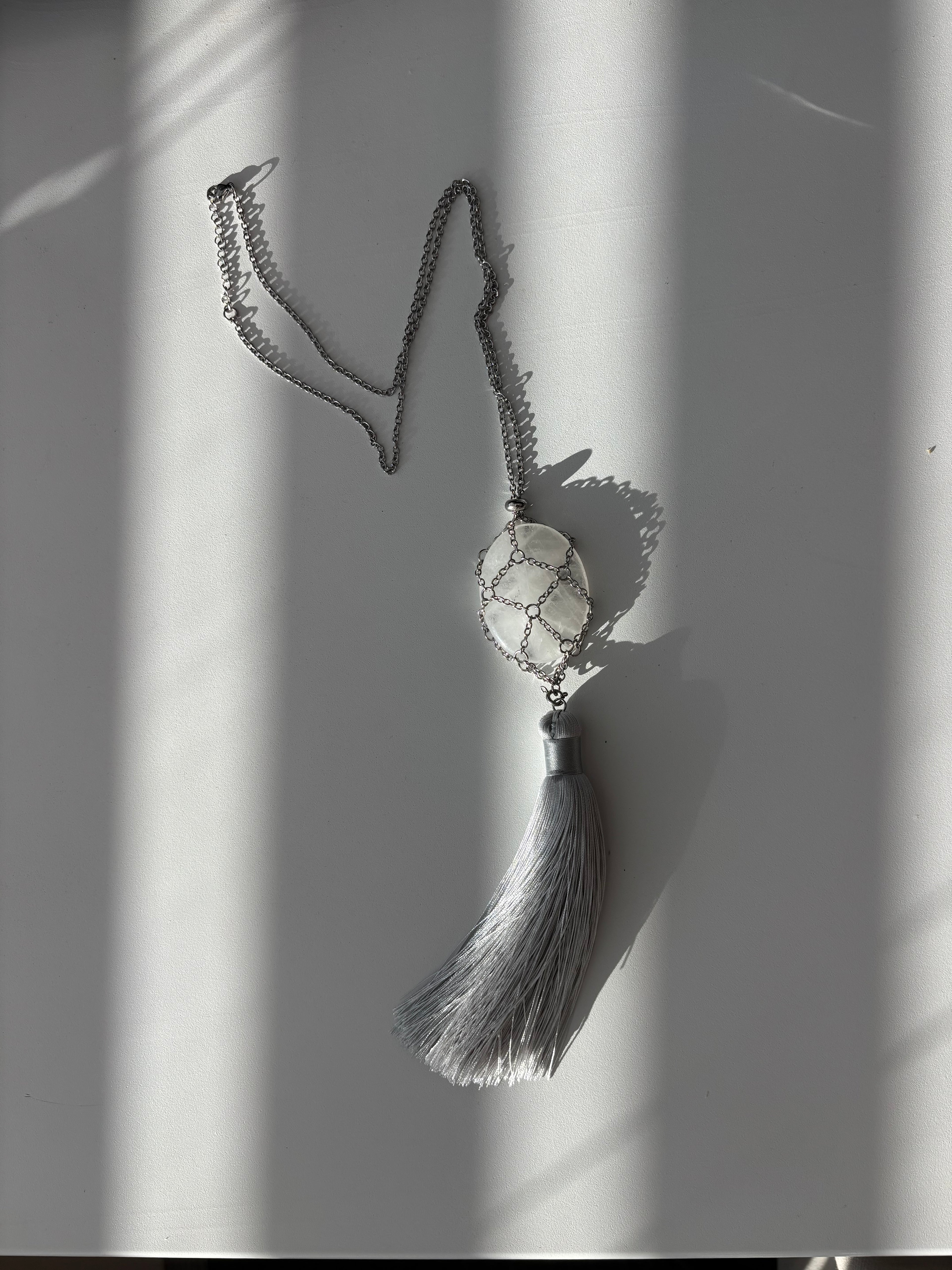 Mesh Net Long Tassel Necklace